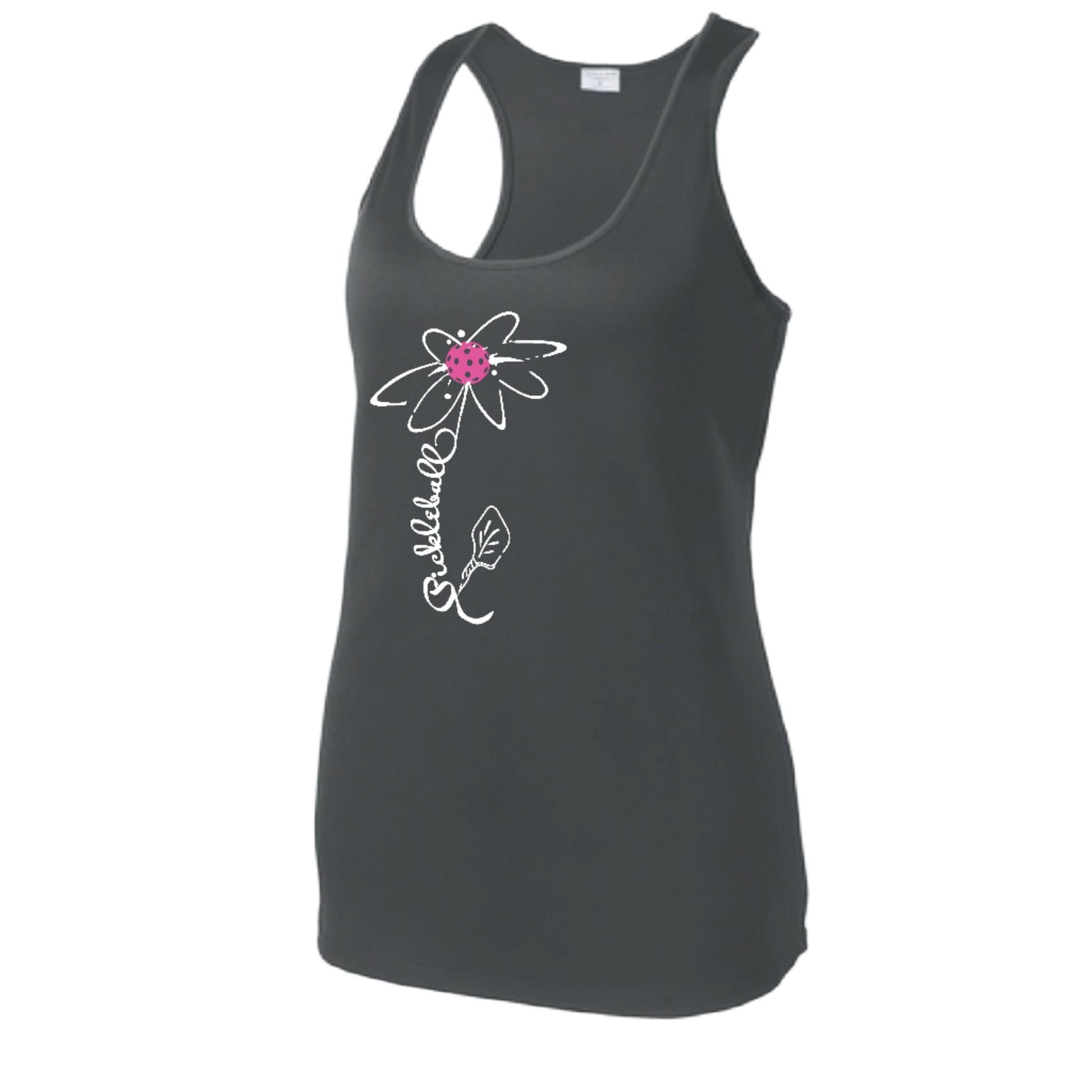 Pickleball Flower (Pink Purple Rainbow) | Women's Racerback Pickleball Tank | 100% Polyester