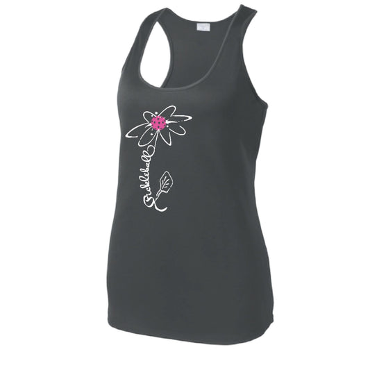 Pickleball Flower (Pink Purple Rainbow) | Women's Racerback Pickleball Tank | 100% Polyester
