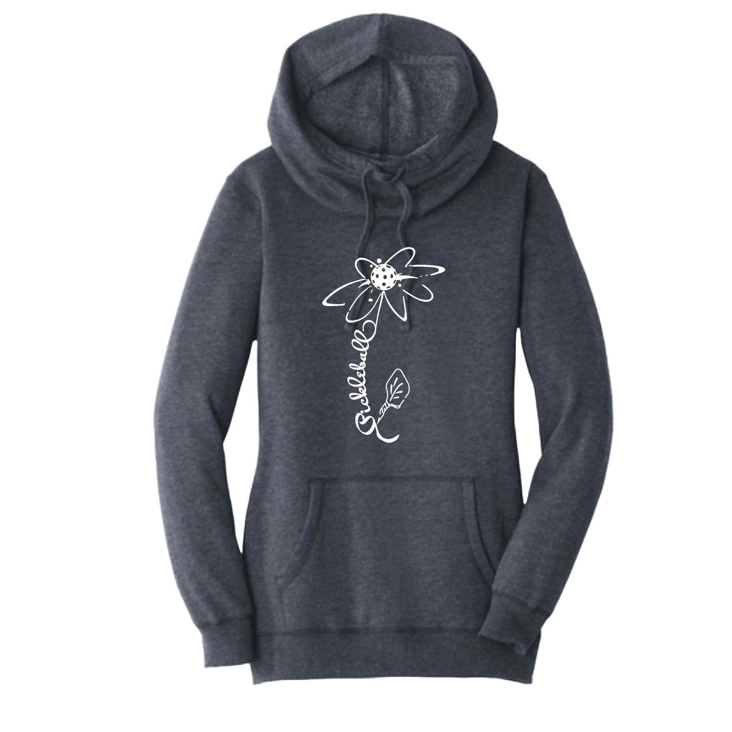 Pickleball Flower (10 Custom Pickleball Colors) | Women’s Cowl-Neck Hoodie Pickleball Sweatshirt | 55% Cotton 45% Poly Fleece