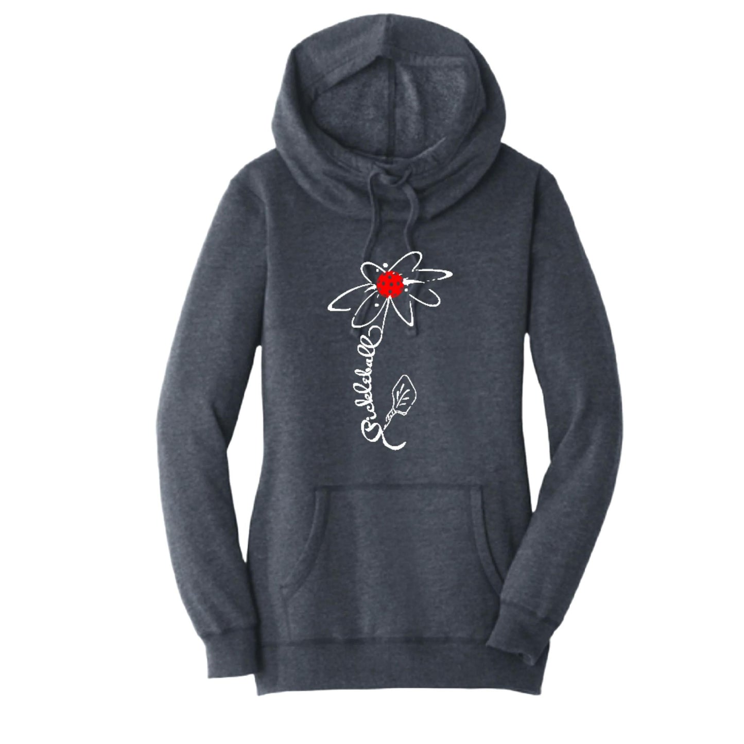 Pickleball Flower (10 Custom Pickleball Colors) | Women’s Cowl-Neck Hoodie Pickleball Sweatshirt | 55% Cotton 45% Poly Fleece