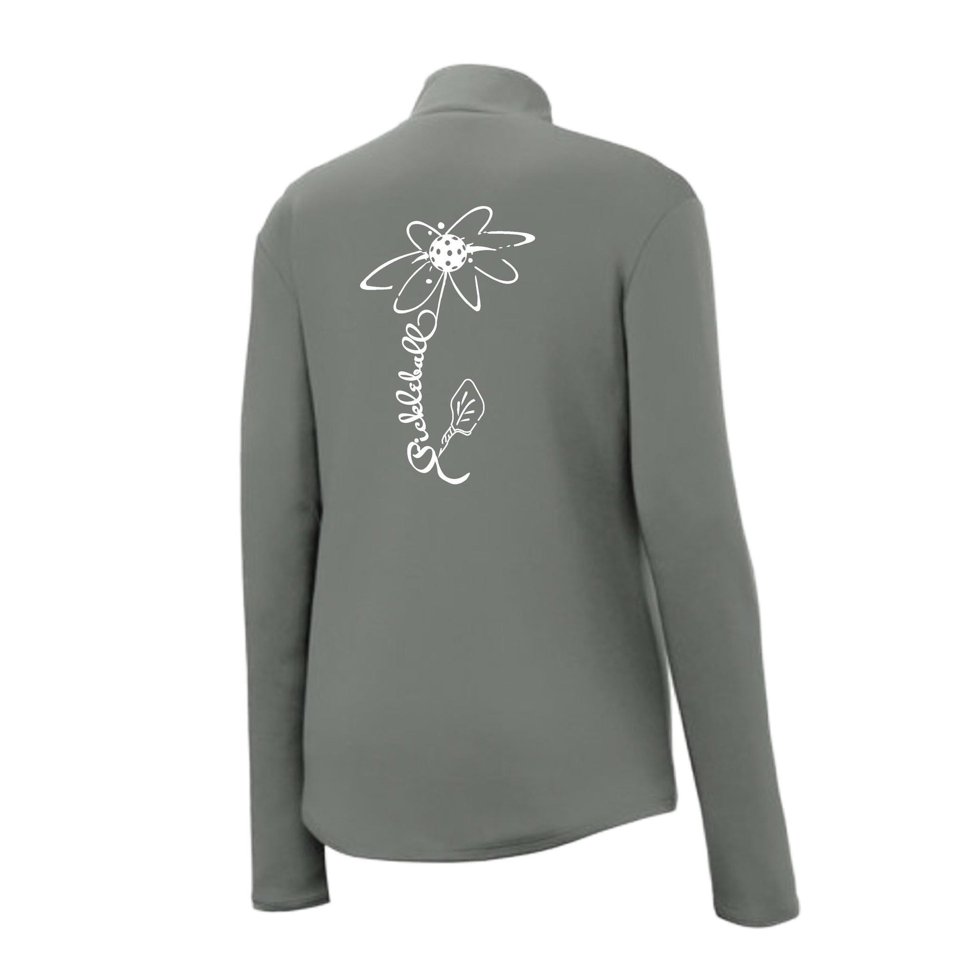 Pickleball Flower (White Yellow) | Women's 1/4 Zip Pickleball Performance Pullover Shirt | 100% Polyester