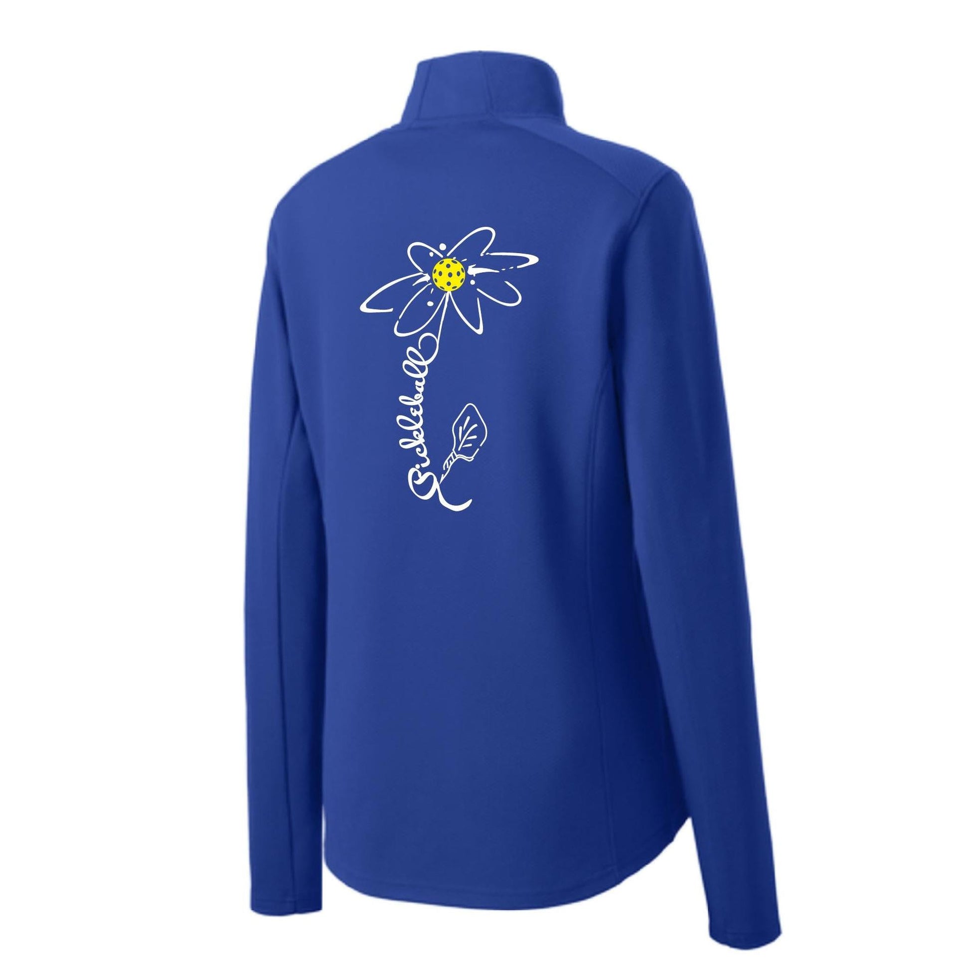 Pickleball Flower (White Yellow) | Women's 1/4 Zip Pickleball Performance Pullover Shirt | 100% Polyester