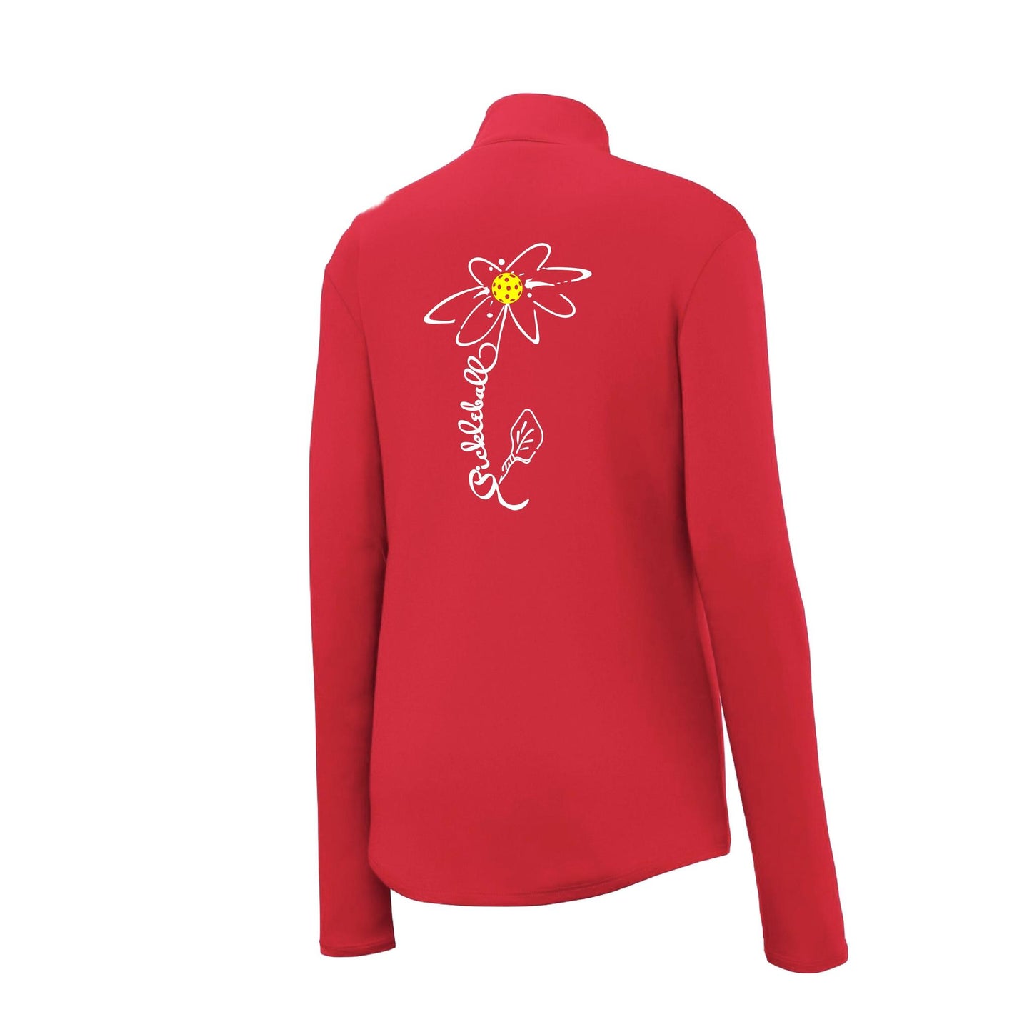 Pickleball Flower (8 Custom Pickleball Colors) | Women's 1/4 Zip Pickleball Performance Pullover Shirt | 100% Polyester