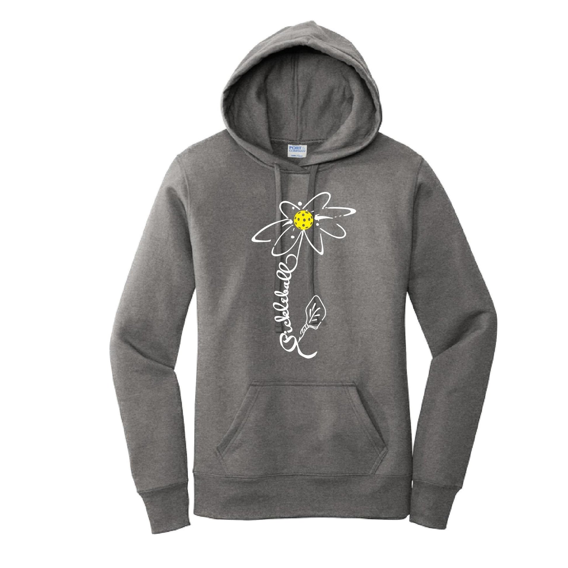 Pickleball Flower (White Yellow) | Women’s Fitted Hoodie Pickleball Sweatshirt | 50% Cotton 50% Poly Fleece