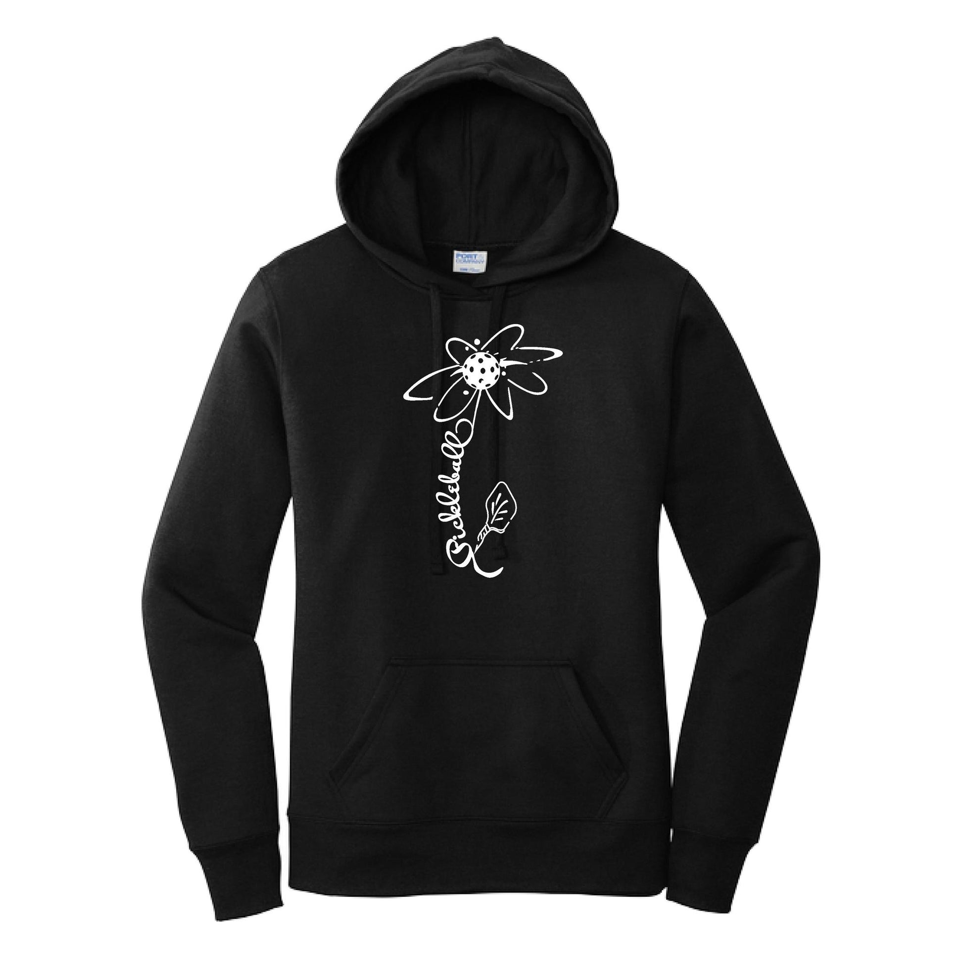 Pickleball Flower (White Yellow) | Women’s Fitted Hoodie Pickleball Sweatshirt | 50% Cotton 50% Poly Fleece