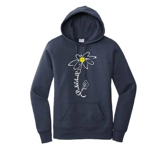 Pickleball Flower (White Yellow) | Women’s Fitted Hoodie Pickleball Sweatshirt | 50% Cotton 50% Poly Fleece