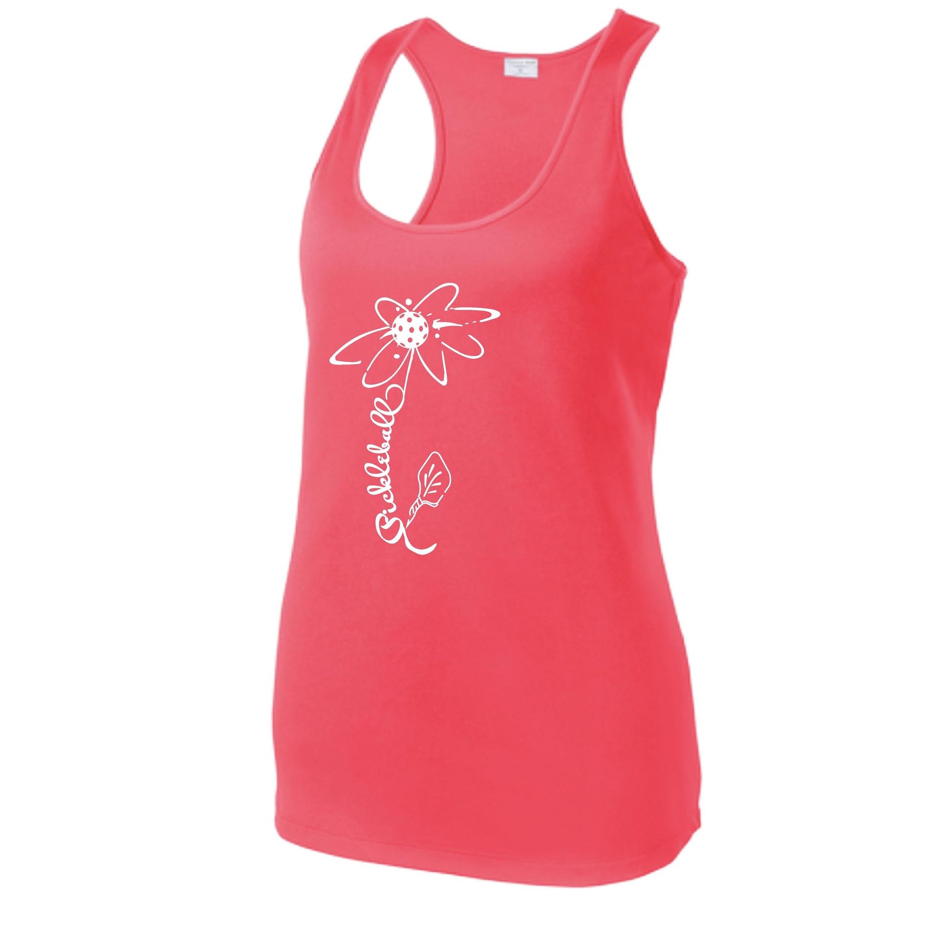 Pickleball Flower (White Yellow) | Women's Racerback Pickleball Tank | 100% Polyester
