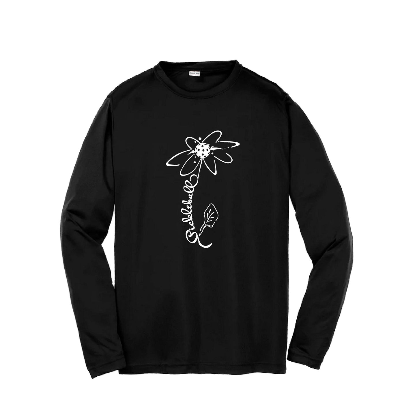 Pickleball Flower (8 Custom Pickleball Colors) | Youth Long Sleeve Pickleball Performance T-Shirts | 100% Polyester
