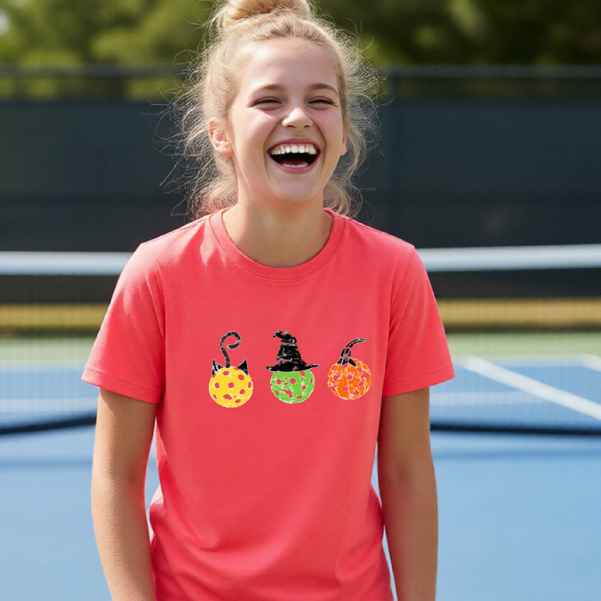 Youth Halloween Pickleball Shirt Kids Halloween Pickleball T-Shirt Funny Pickleball Apparel Long or Short Sleeve