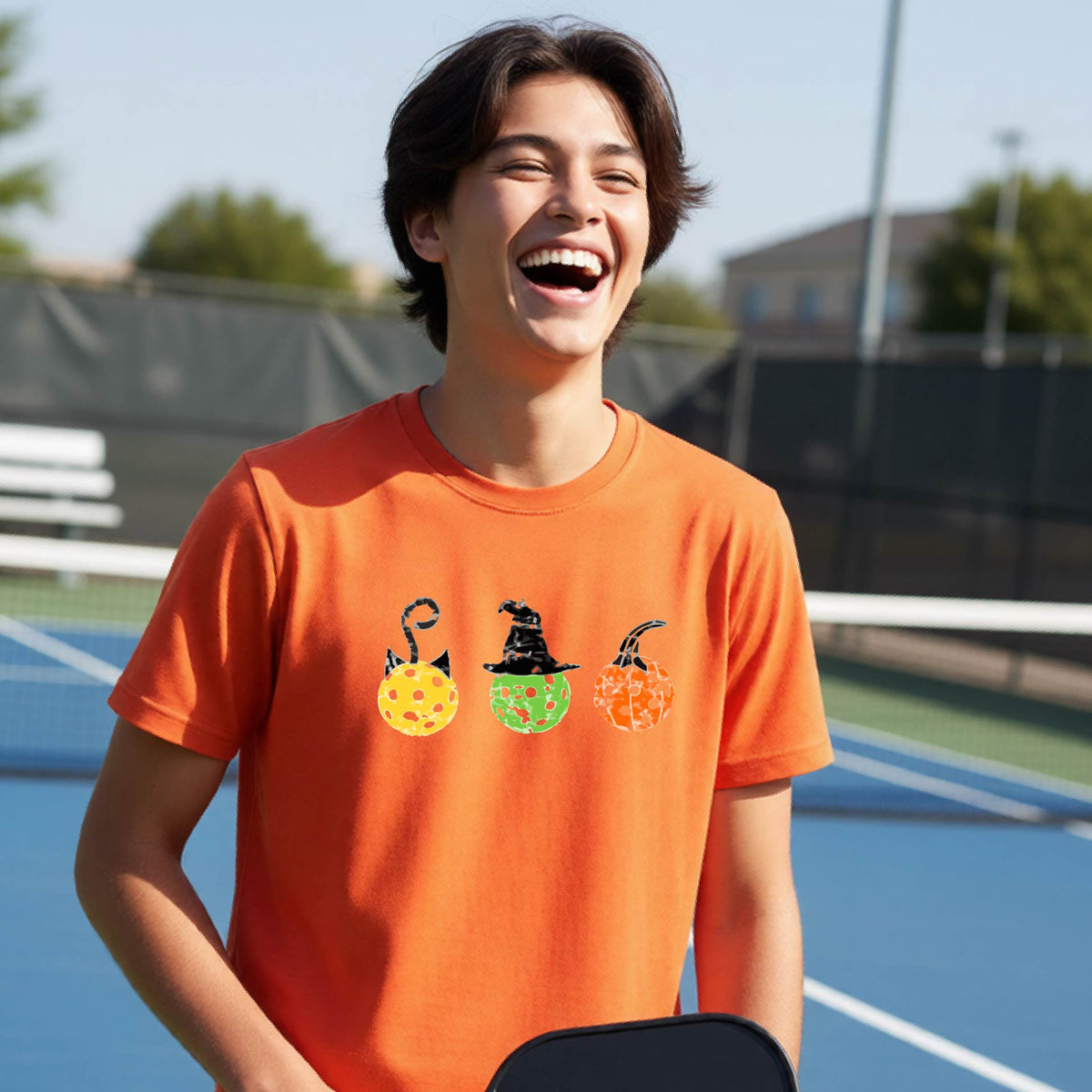 Youth Halloween Pickleball Shirt Kids Halloween Pickleball T-Shirt Funny Pickleball Apparel Long or Short Sleeve