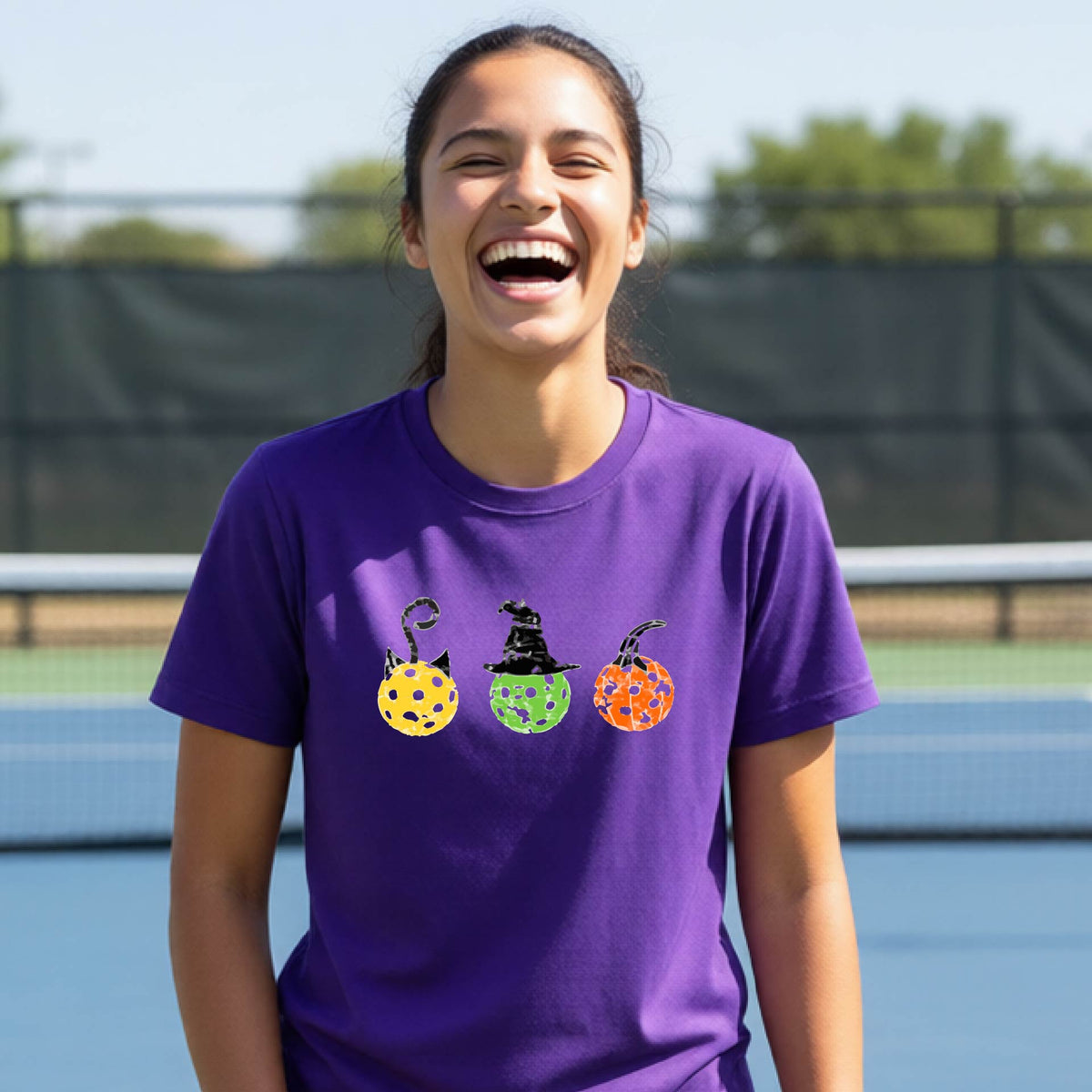 Youth Halloween Pickleball Shirt Kids Halloween Pickleball T-Shirt Funny Pickleball Apparel Long or Short Sleeve