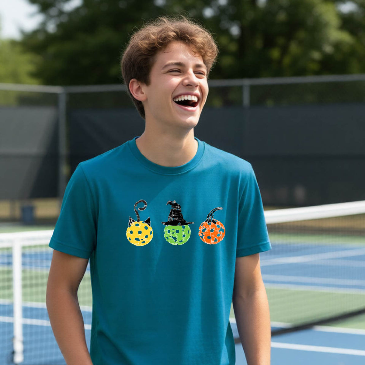 Youth Halloween Pickleball Shirt Kids Halloween Pickleball T-Shirt Funny Pickleball Apparel Long or Short Sleeve