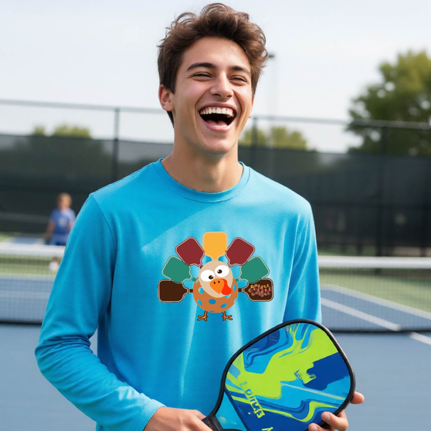 Kids Thanksgiving Pickleball T-Shirt Youth Pickleball Apparel Halloween Gift for Pickleball Long-Sleeve