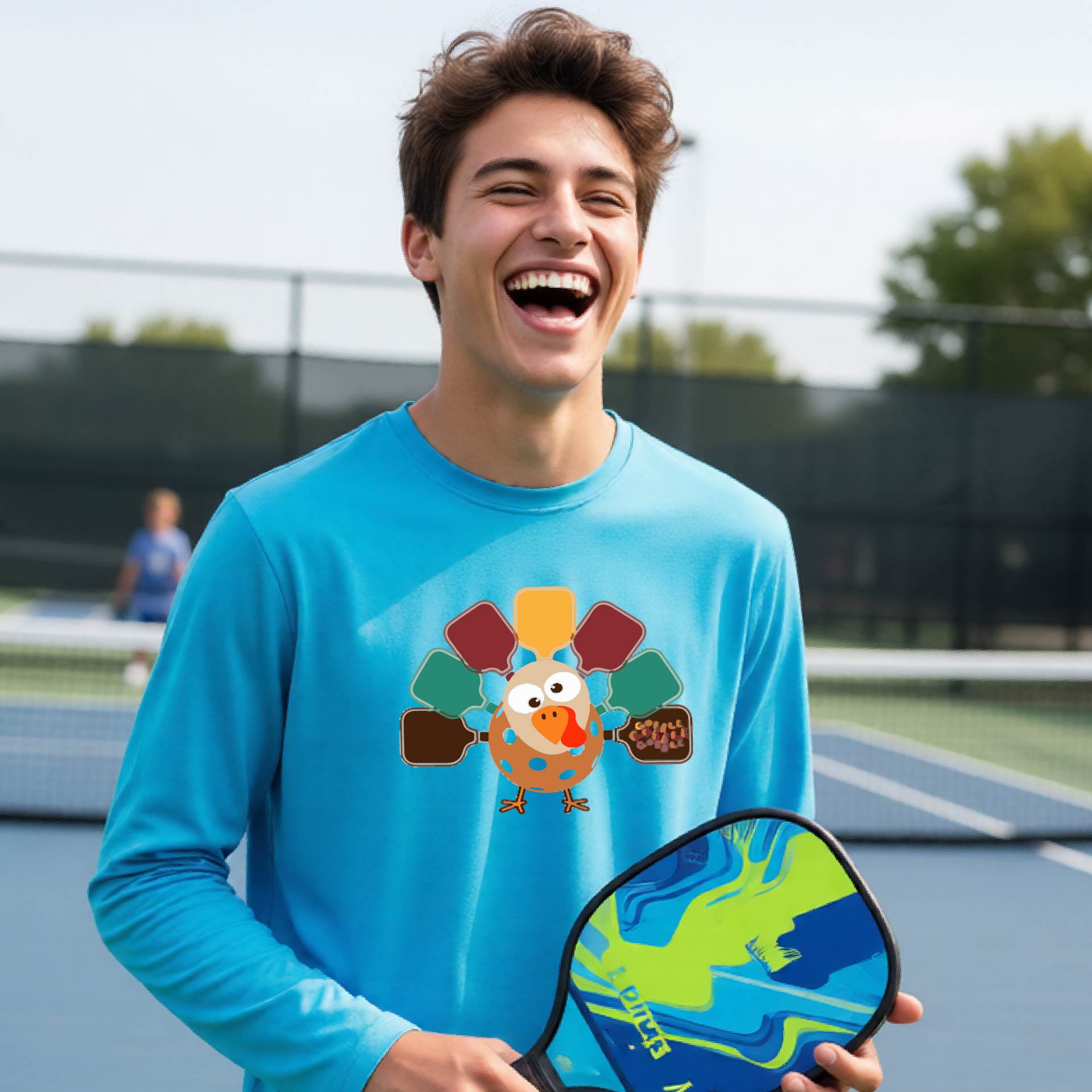 Kids Thanksgiving Pickleball T-Shirt Youth Pickleball Apparel Halloween Gift for Pickleball Long-Sleeve