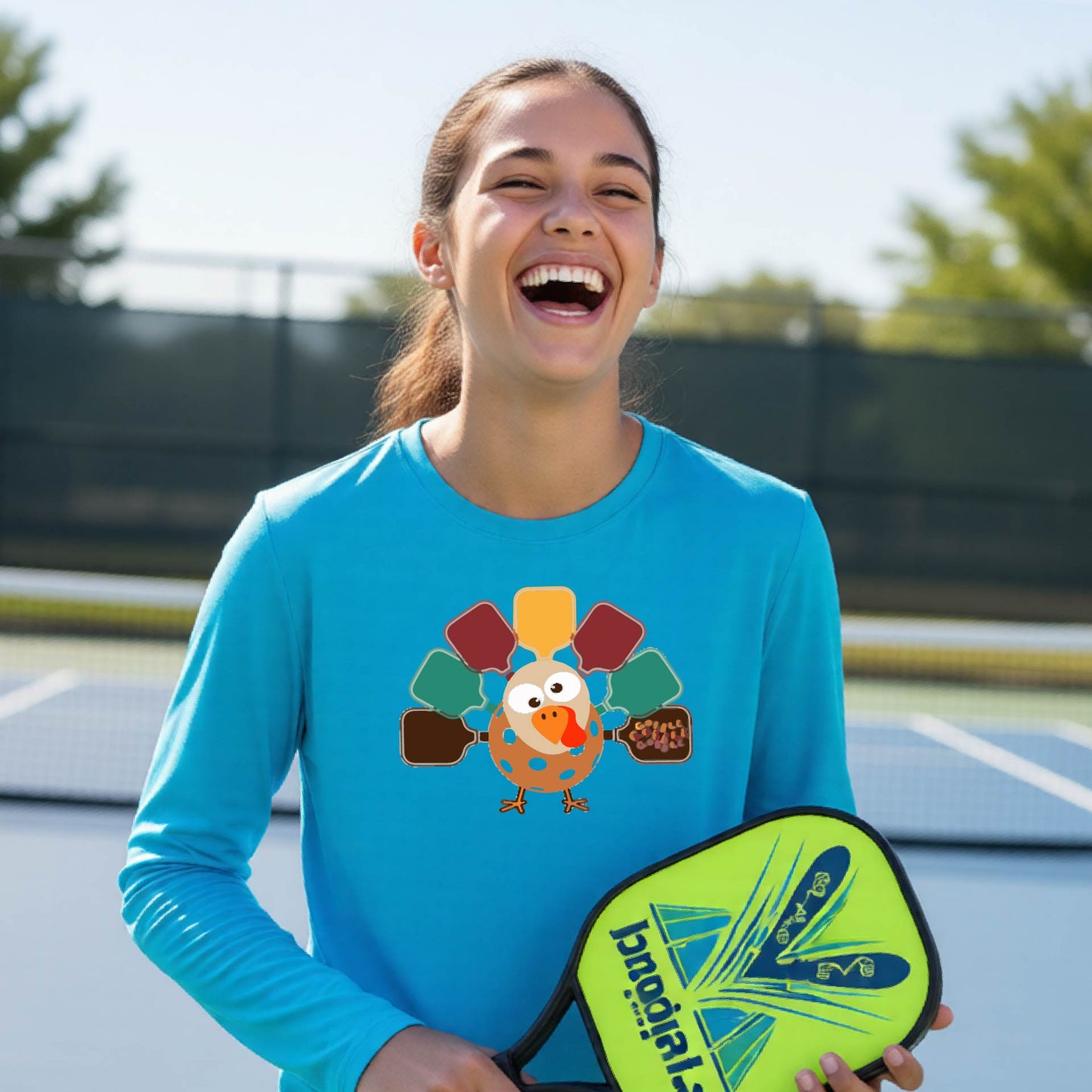 Kids Thanksgiving Pickleball T-Shirt Youth Pickleball Apparel Halloween Gift for Pickleball Long-Sleeve