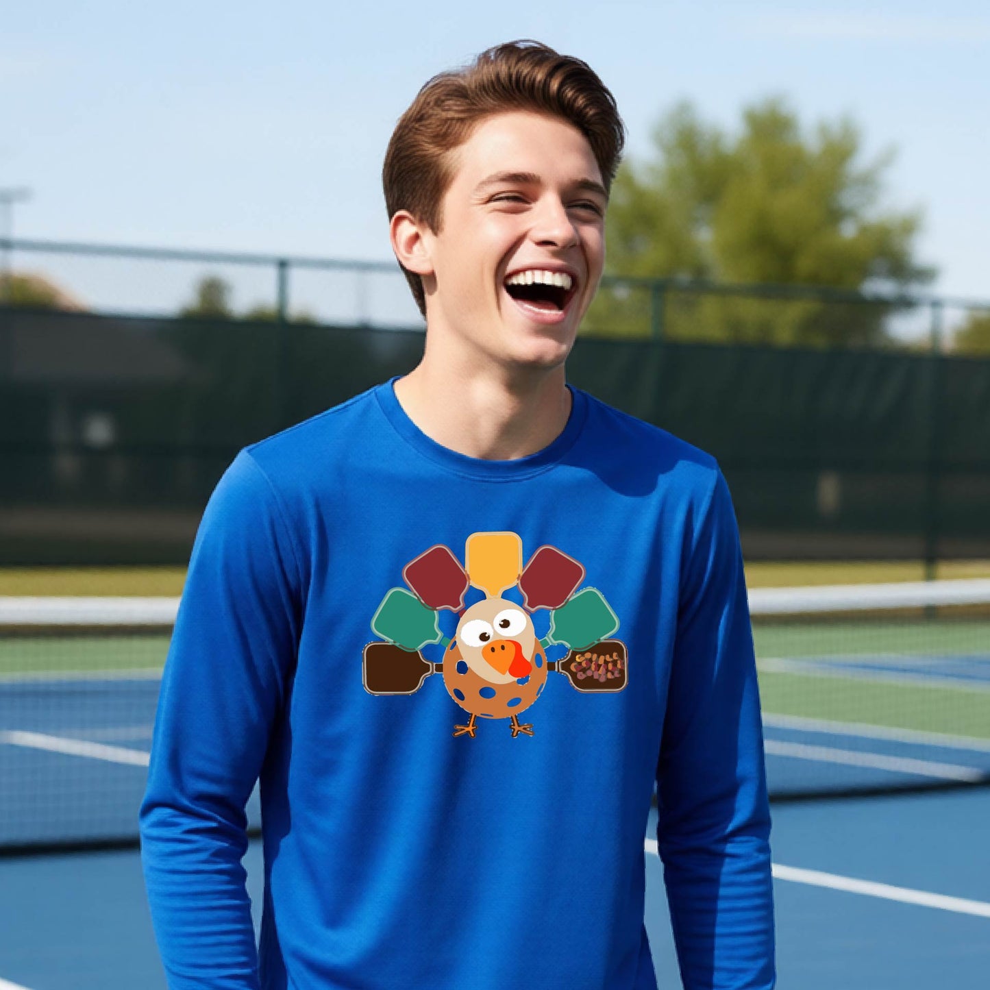 Kids Thanksgiving Pickleball T-Shirt Youth Pickleball Apparel Halloween Gift for Pickleball Long-Sleeve