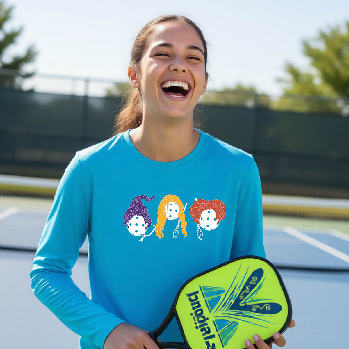 Youth Halloween Pickleball Shirt Kids Halloween Pickleball T-Shirt Funny Pickleball Apparel Long Sleeve
