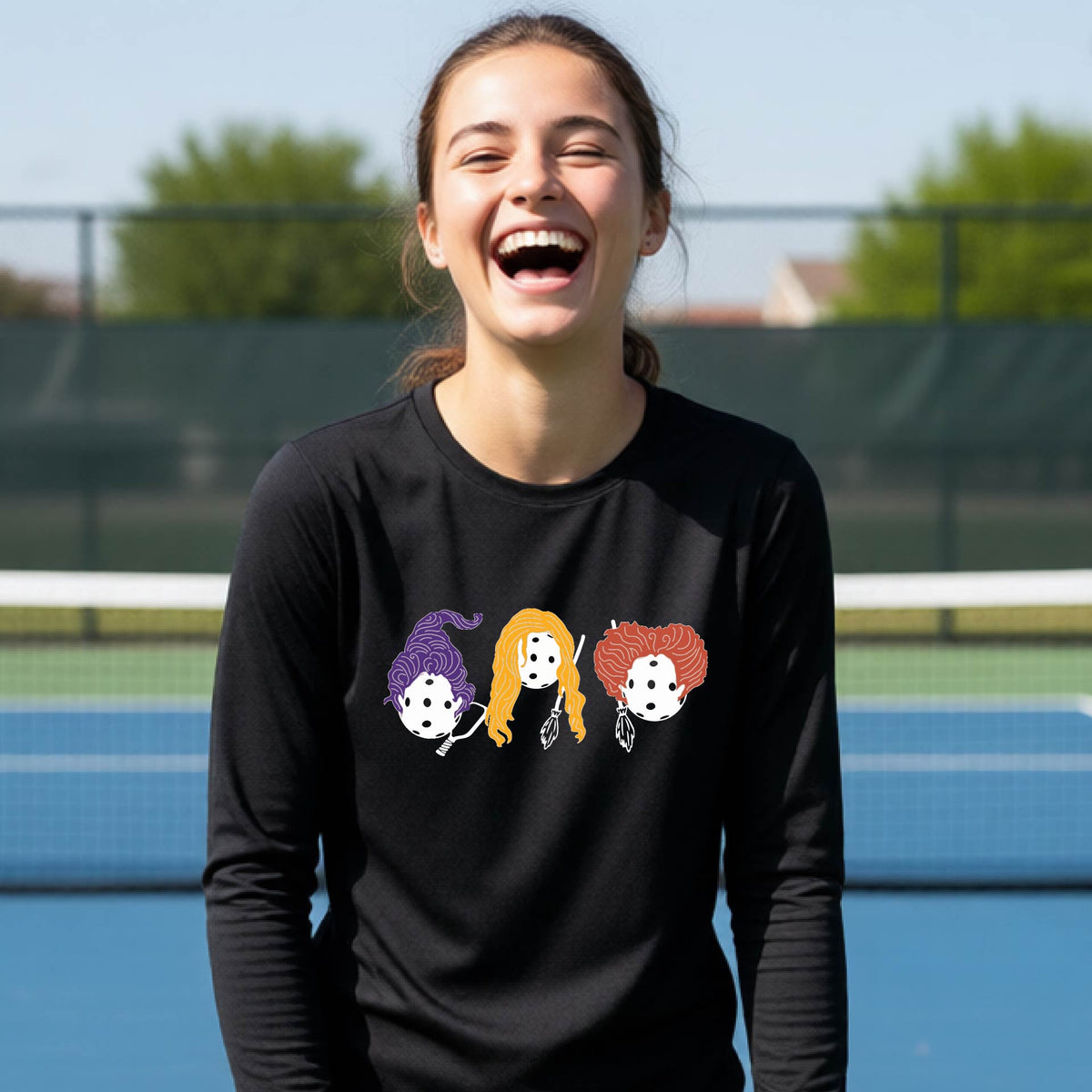 Youth Halloween Pickleball Shirt Kids Halloween Pickleball T-Shirt Funny Pickleball Apparel Long Sleeve