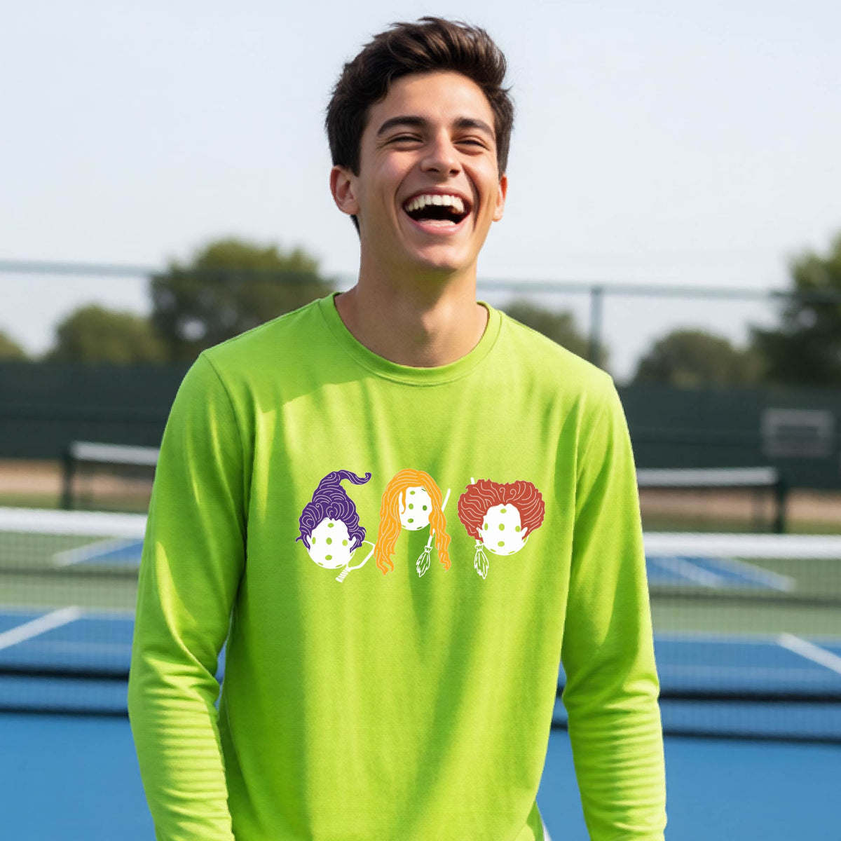 Youth Halloween Pickleball Shirt Kids Halloween Pickleball T-Shirt Funny Pickleball Apparel Long Sleeve