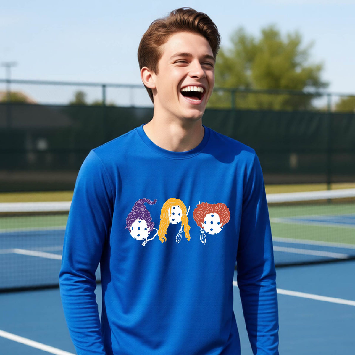 Youth Halloween Pickleball Shirt Kids Halloween Pickleball T-Shirt Funny Pickleball Apparel Long Sleeve