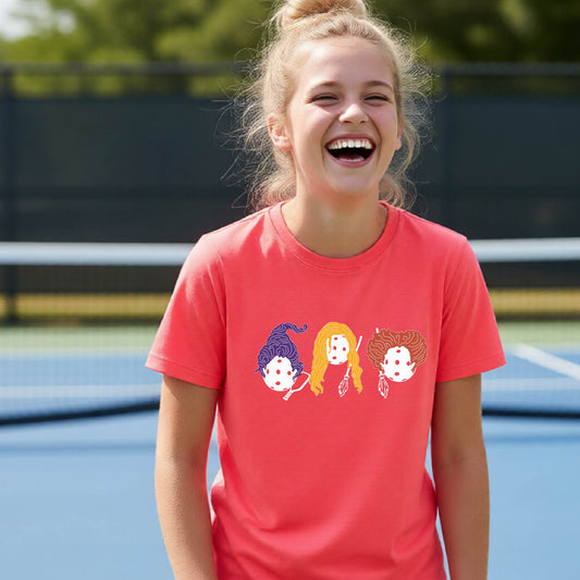 Youth Pickleball Halloween Shirt Kids Pickleball Apparel Spooky Season Shirt Sleeve