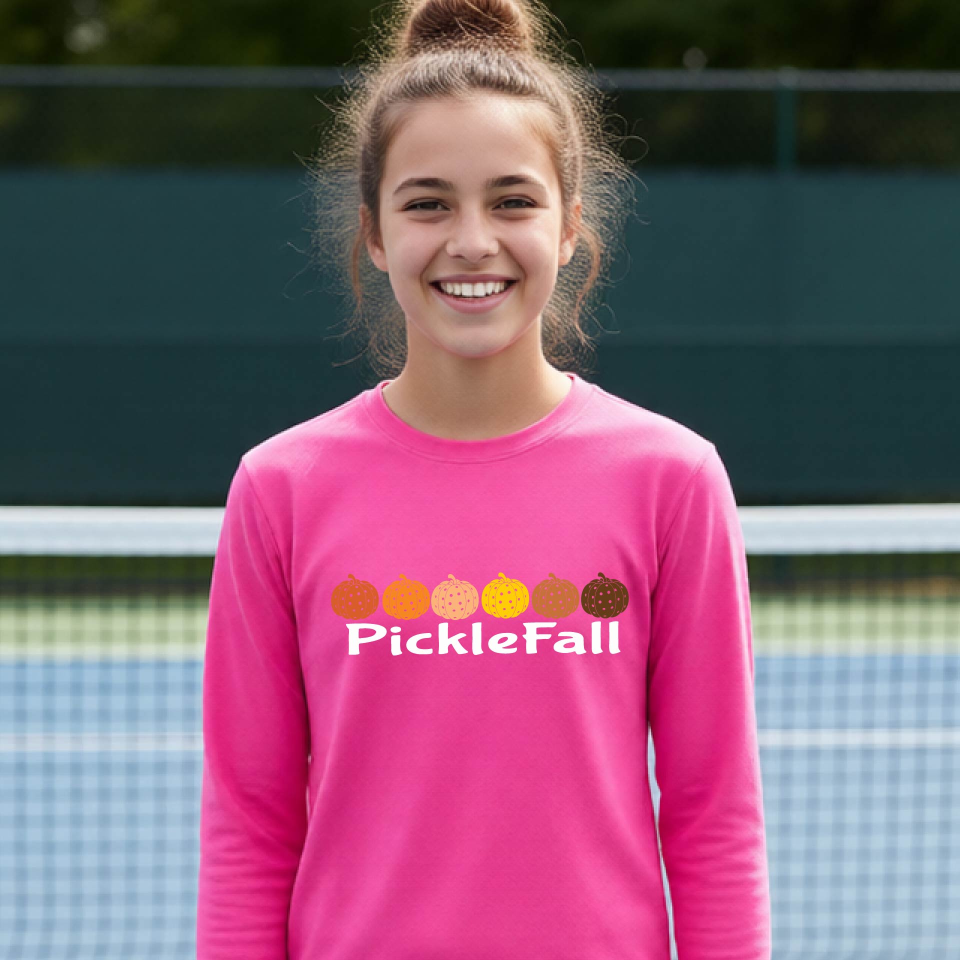 Youth Pickleball Halloween Shirt Kids Pickleball Apparel Spooky Season Shirt Long Sleeve