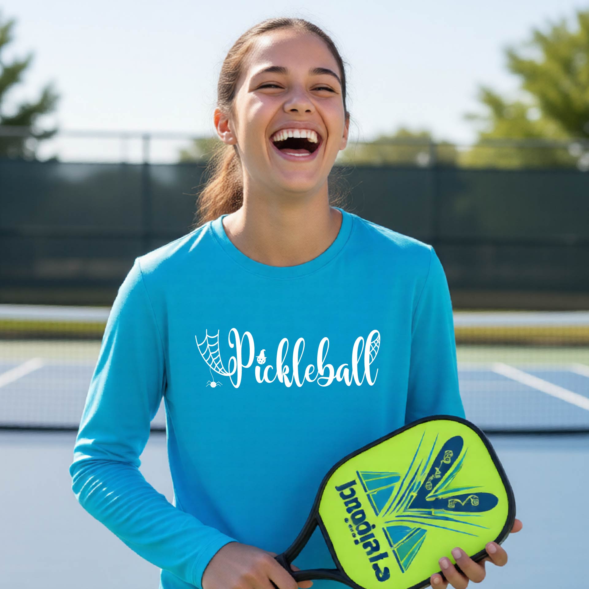 Youth Halloween Pickleball Shirt Funny Spooky Season T-Shirt Kids Pickleball Halloween Apparel Long-Sleeve