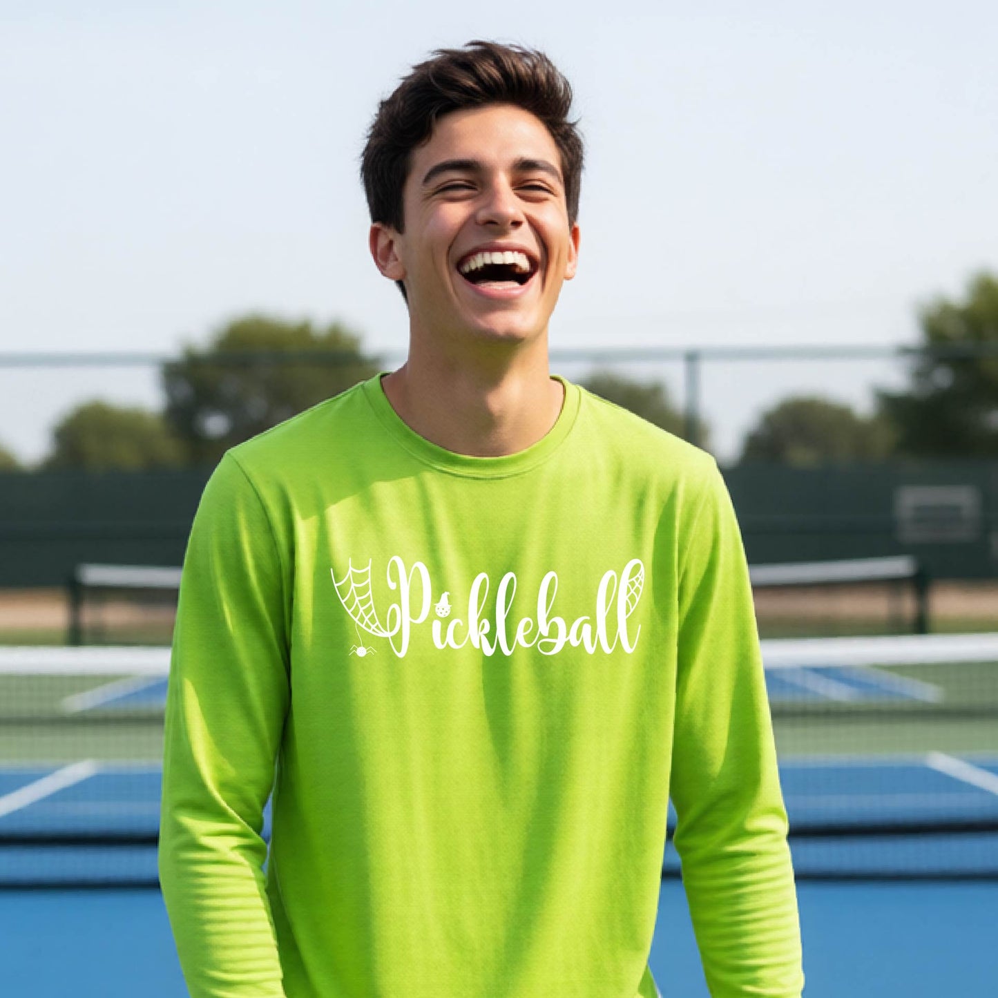 Youth Halloween Pickleball Shirt Funny Spooky Season T-Shirt Kids Pickleball Halloween Apparel Long-Sleeve