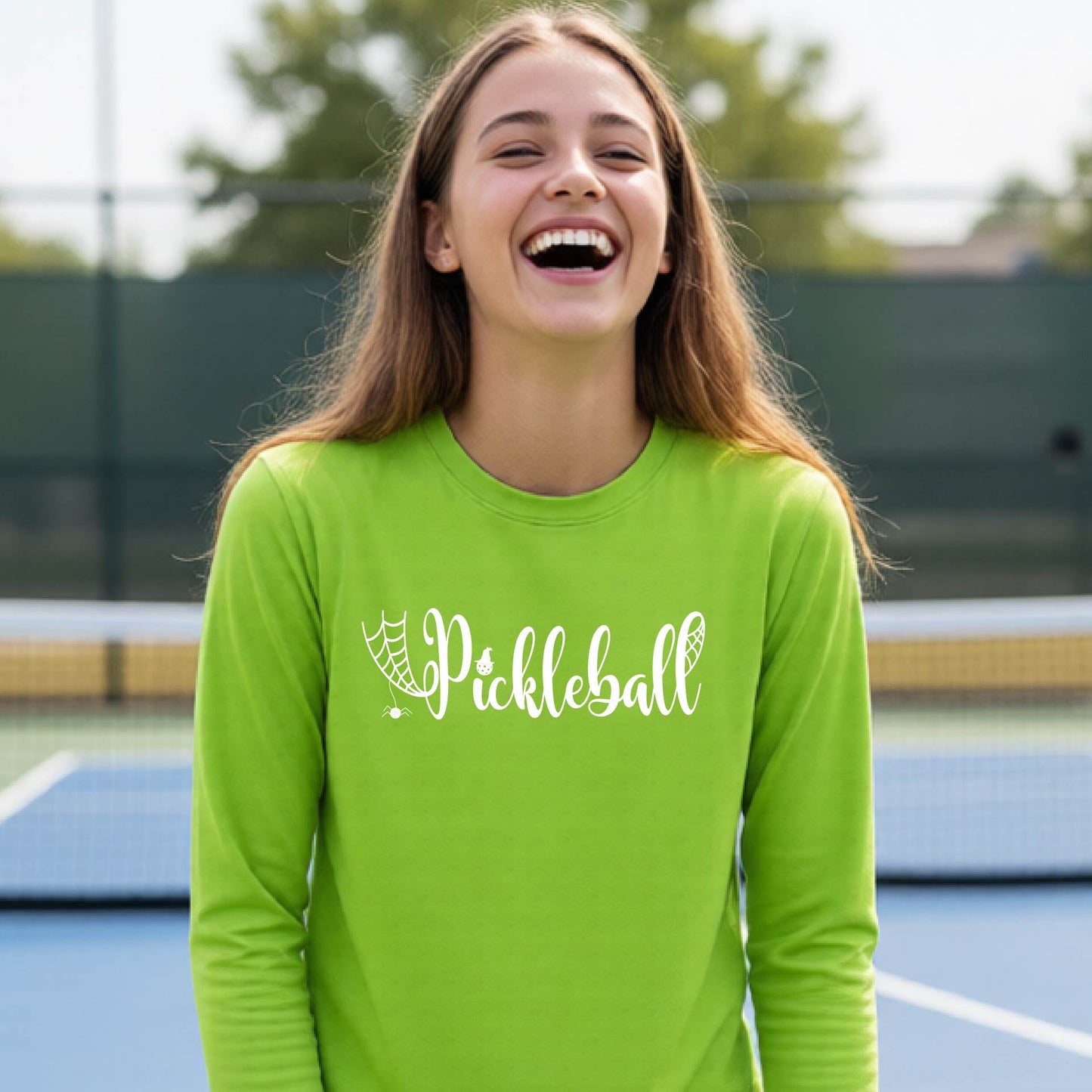 Youth Halloween Pickleball Shirt Funny Spooky Season T-Shirt Kids Pickleball Halloween Apparel Long-Sleeve