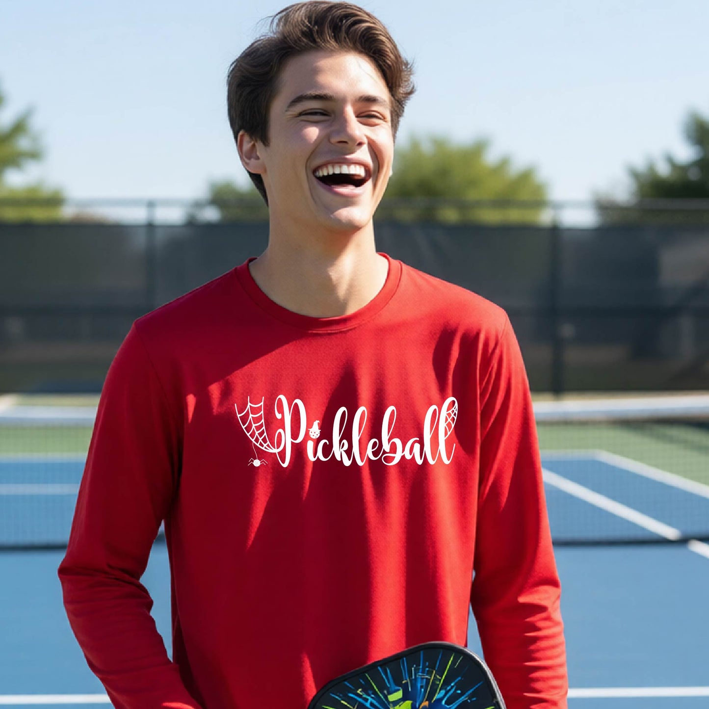 Youth Halloween Pickleball Shirt Funny Spooky Season T-Shirt Kids Pickleball Halloween Apparel Long-Sleeve