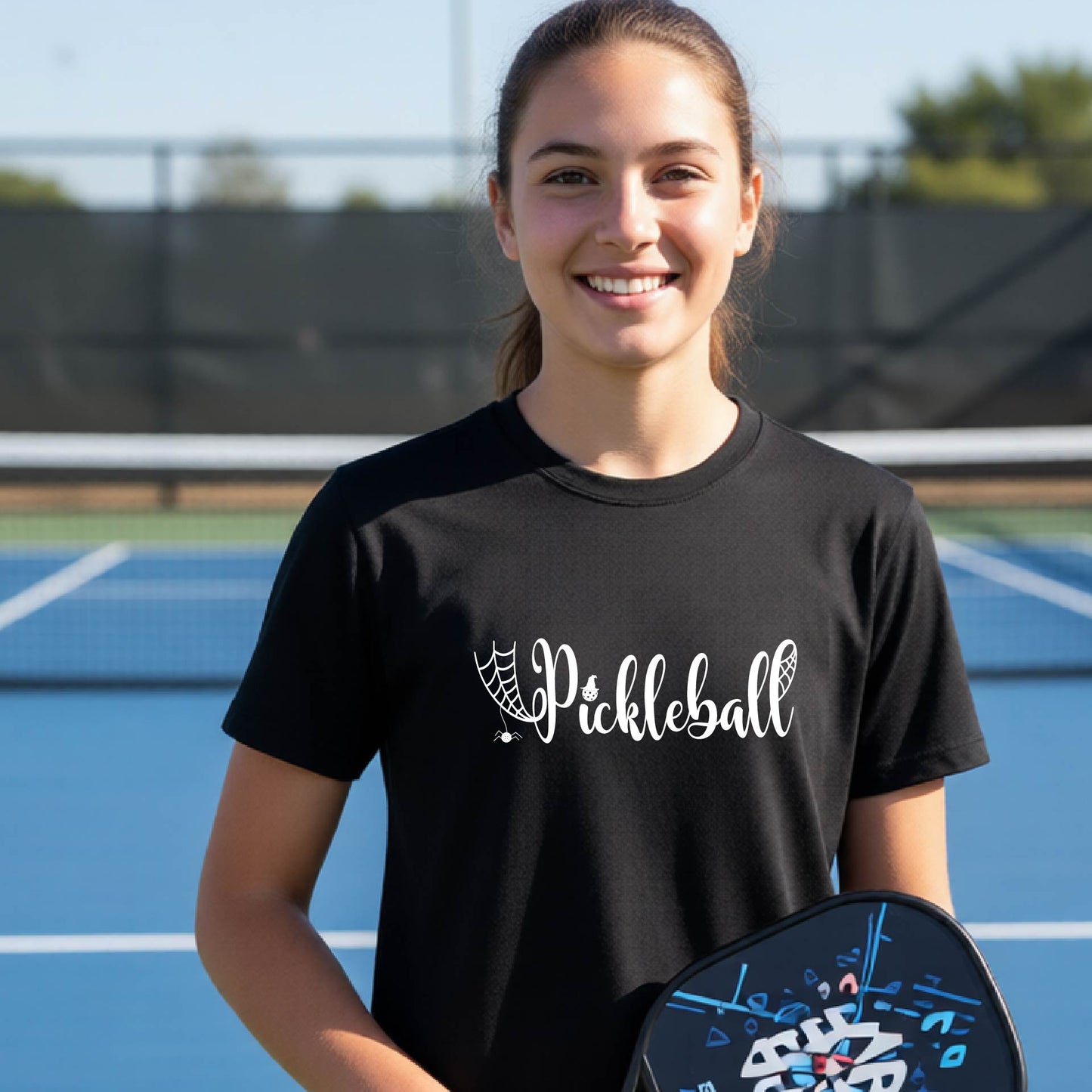 Youth Halloween Pickleball Shirt Funny Spooky Season T-Shirt Kids Pickleball Halloween Apparel Short-Sleeve