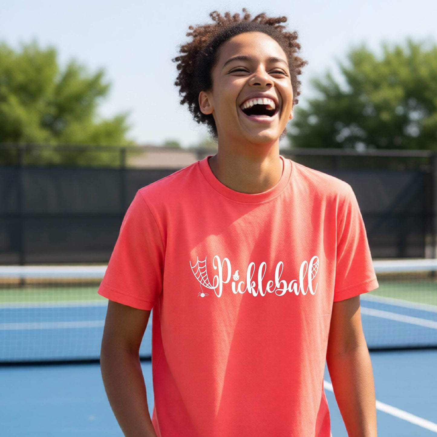 Youth Halloween Pickleball Shirt Funny Spooky Season T-Shirt Kids Pickleball Halloween Apparel Short-Sleeve