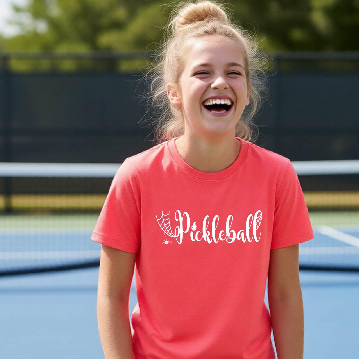 Youth Halloween Pickleball Shirt Funny Spooky Season T-Shirt Kids Pickleball Halloween Apparel Short-Sleeve