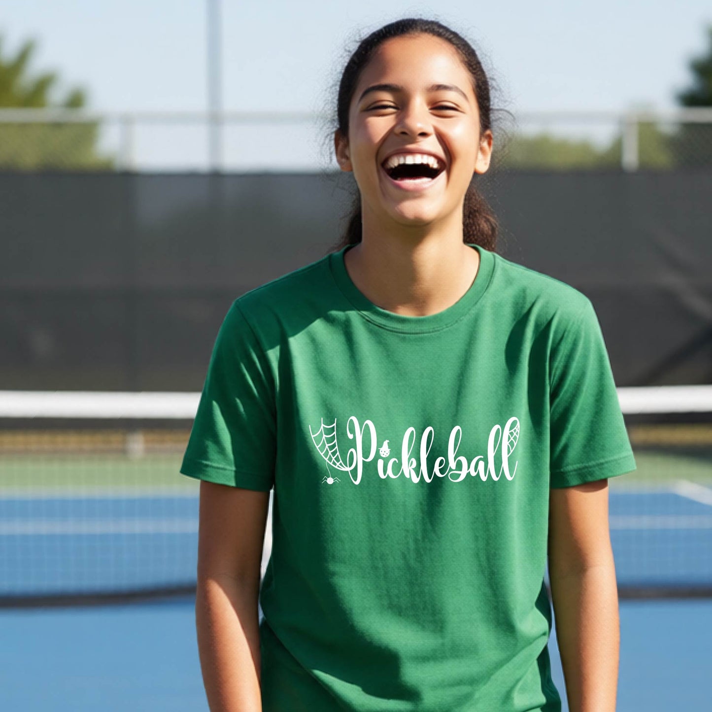 Youth Halloween Pickleball Shirt Funny Spooky Season T-Shirt Kids Pickleball Halloween Apparel Short-Sleeve