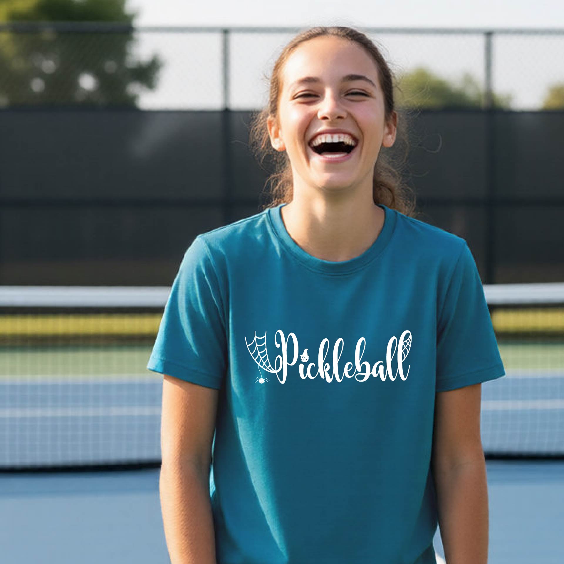 Youth Halloween Pickleball Shirt Funny Spooky Season T-Shirt Kids Pickleball Halloween Apparel Short-Sleeve