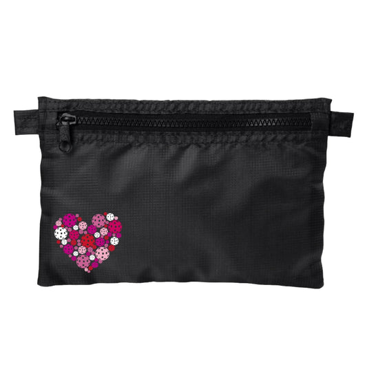 Pickleball Heart | Pickleball Cosmetic Stash Pouch Bag | Small Size Court Stash Bag