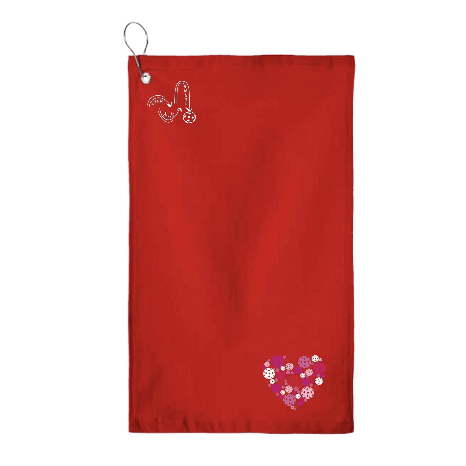 Pickleball Heart | Pickleball Court Towels | Grommeted 100% Cotton Terry Velour