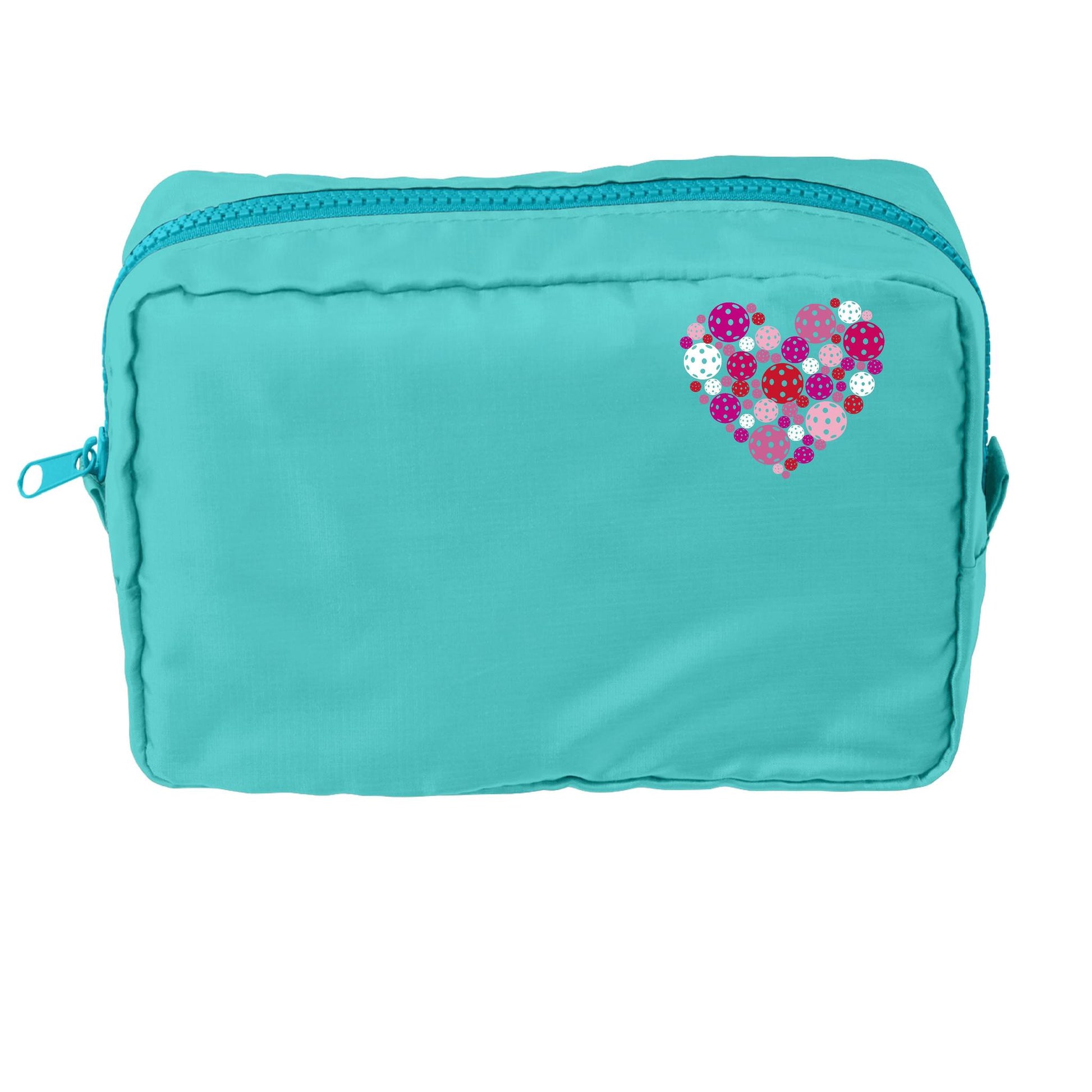 Pickleball Heart | Pickleball Dimensional Cosmetic Pouch Bag | Small Size Court Dimensional Bag