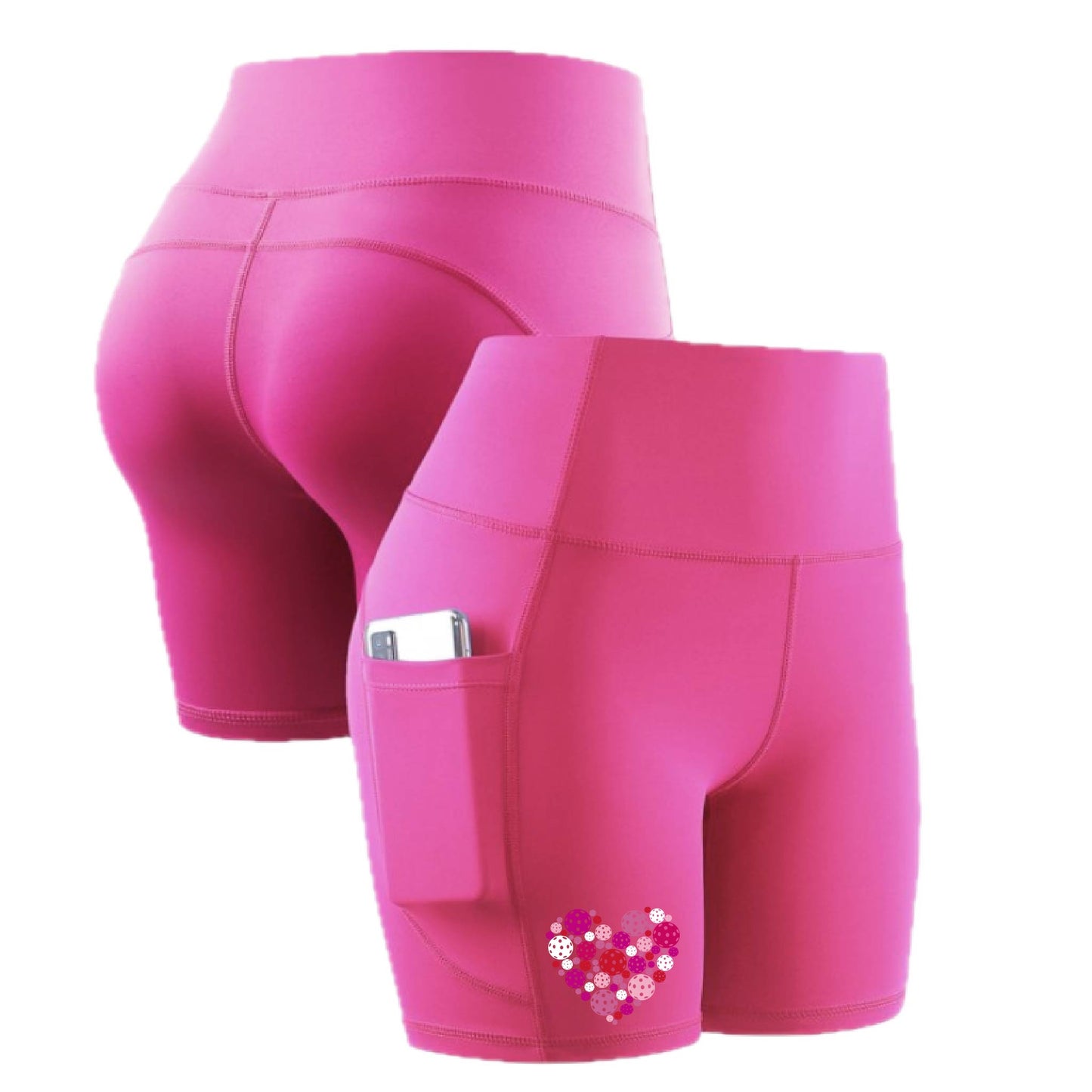 Pickleball Heart | Women's Athletic Compression Shorts | 85/15 Polyester/Spandex