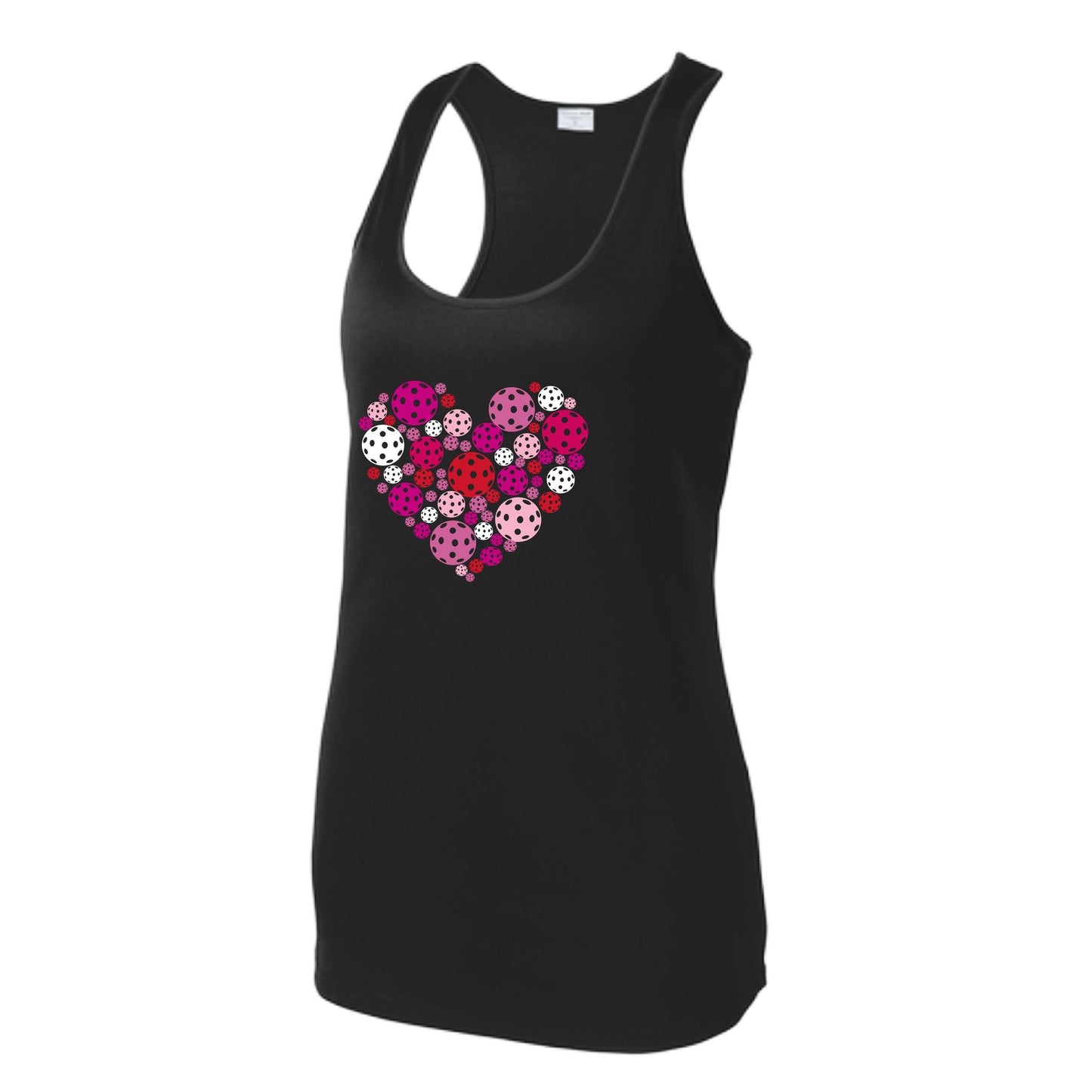Pickleball Heart | Women's Racerback Pickleball Performance Tank | 100% Polyester
