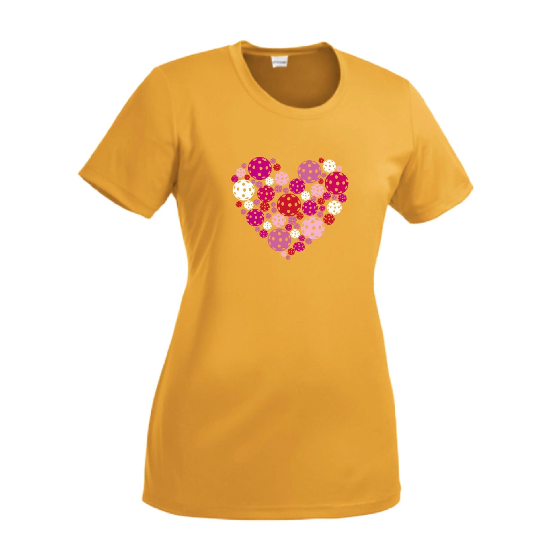 Pickleball Heart | Women’s Short Sleeve Crewneck Pickleball Performance T-Shirts | 100% Polyester