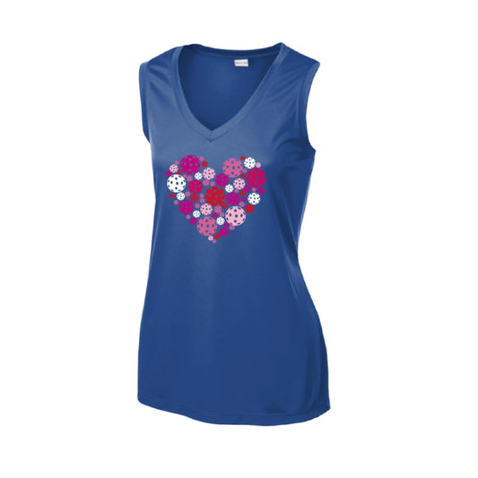 Pickleball Heart | Women’s Sleeveless Athletic Performance T-Shirt | 100% Polyester