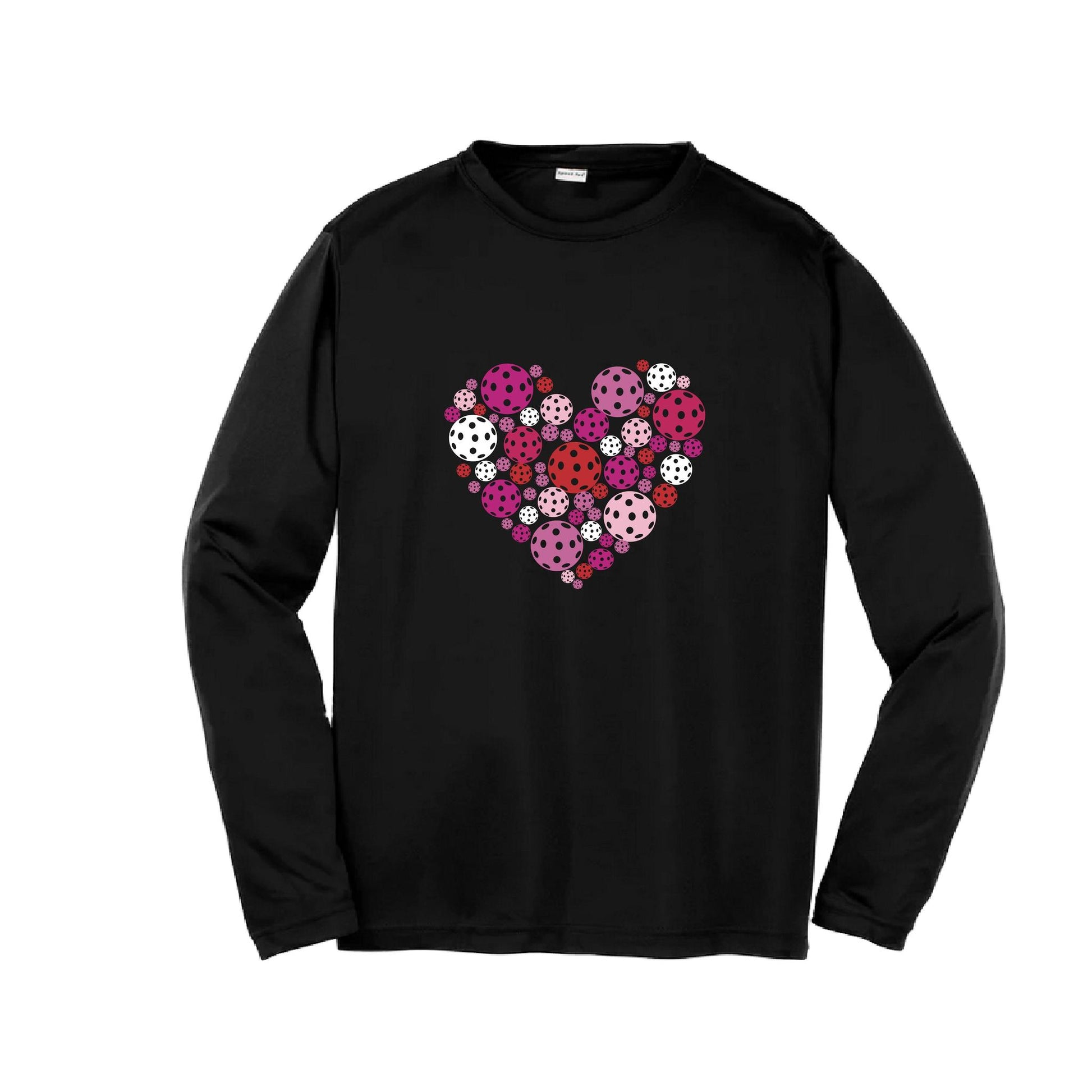 Pickleball Heart | Youth Long Sleeve Pickleball Performance T-Shirts | 100% Polyester