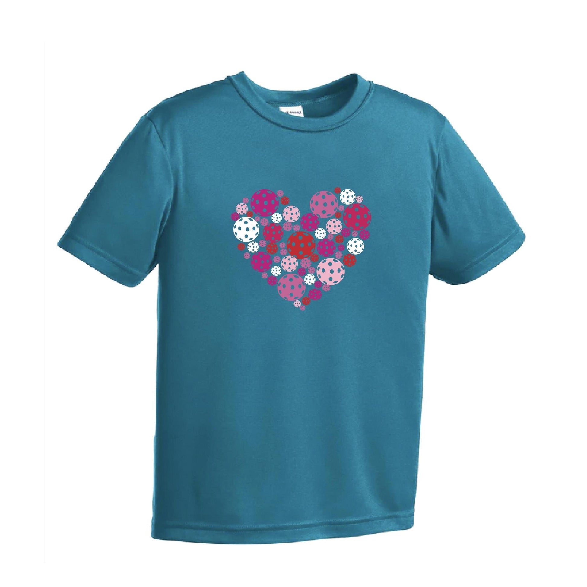 Pickleball Heart | Youth Short Sleeve Pickleball Performance T-Shirts | 100% Polyester