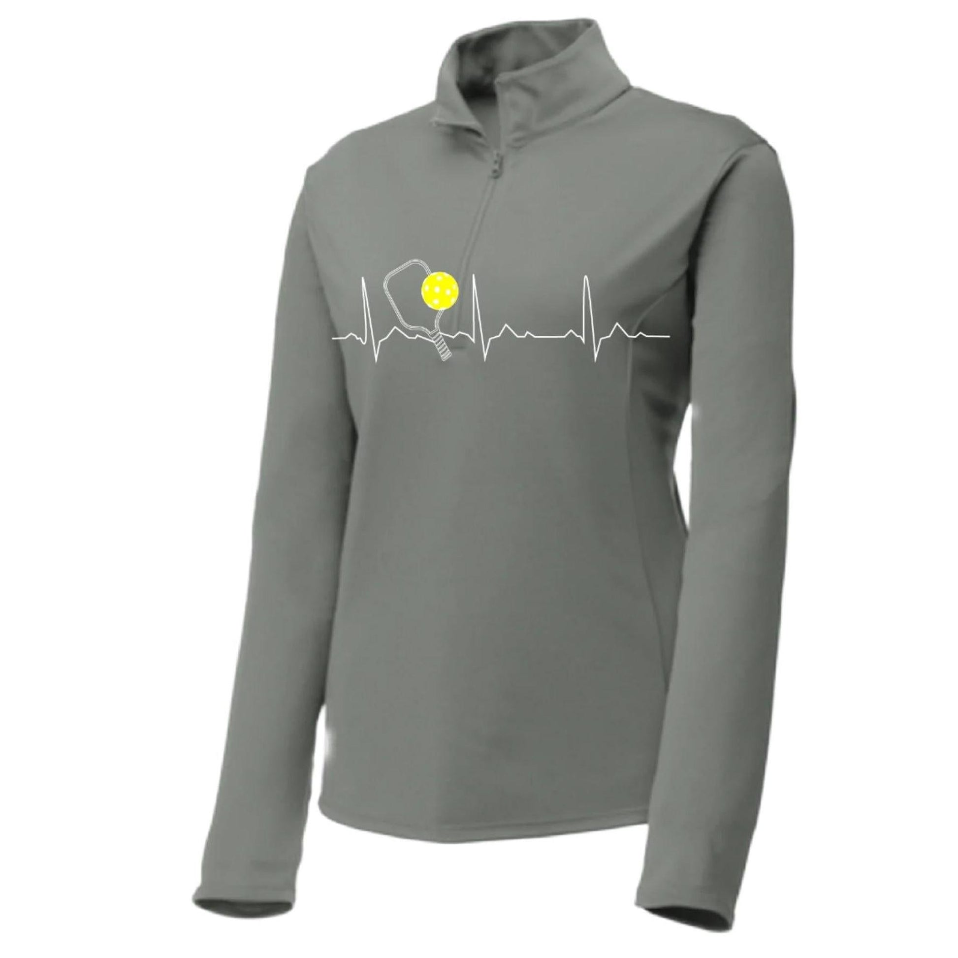 Pickleball Heartbeat EKG | Clearance Women's 1/4 Zip Pullover Athletic Performance Shirt | 100% Polyester