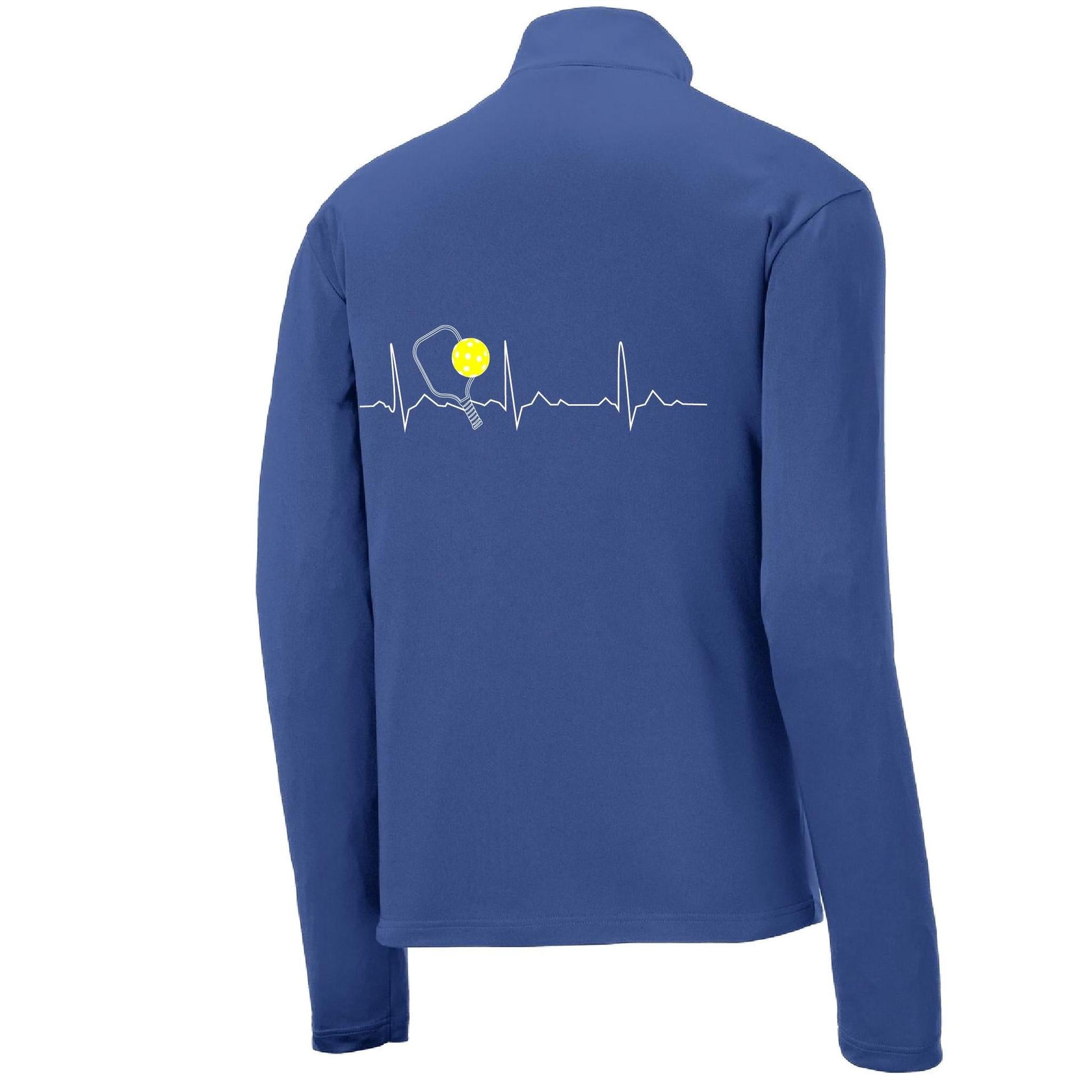 Pickleball Heartbeat EKG | Men's 1/4 Zip Long Sleeve Pullover Athletic Performance Shirt | 100% Polyester