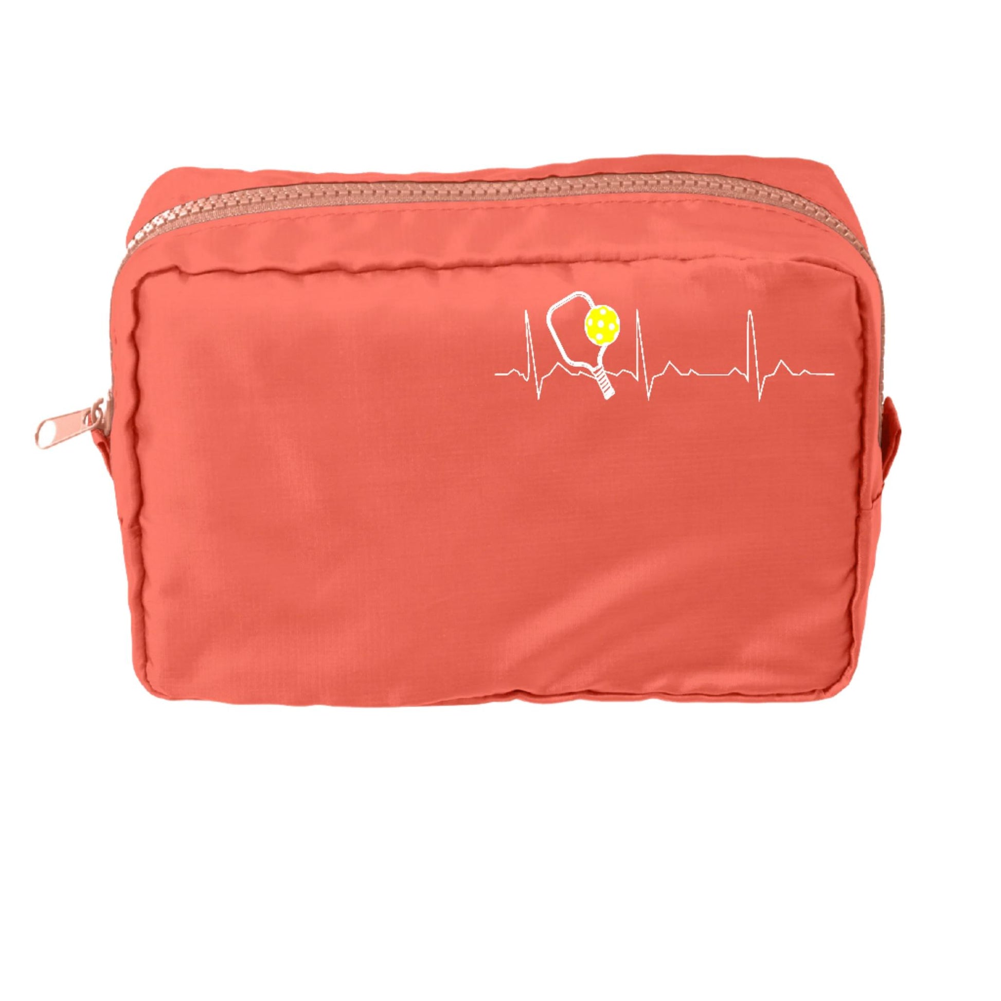 Pickleball Heartbeat EKG | Pickleball Dimensional Cosmetic Pouch Bag | Small Size Court Dimensional Bag