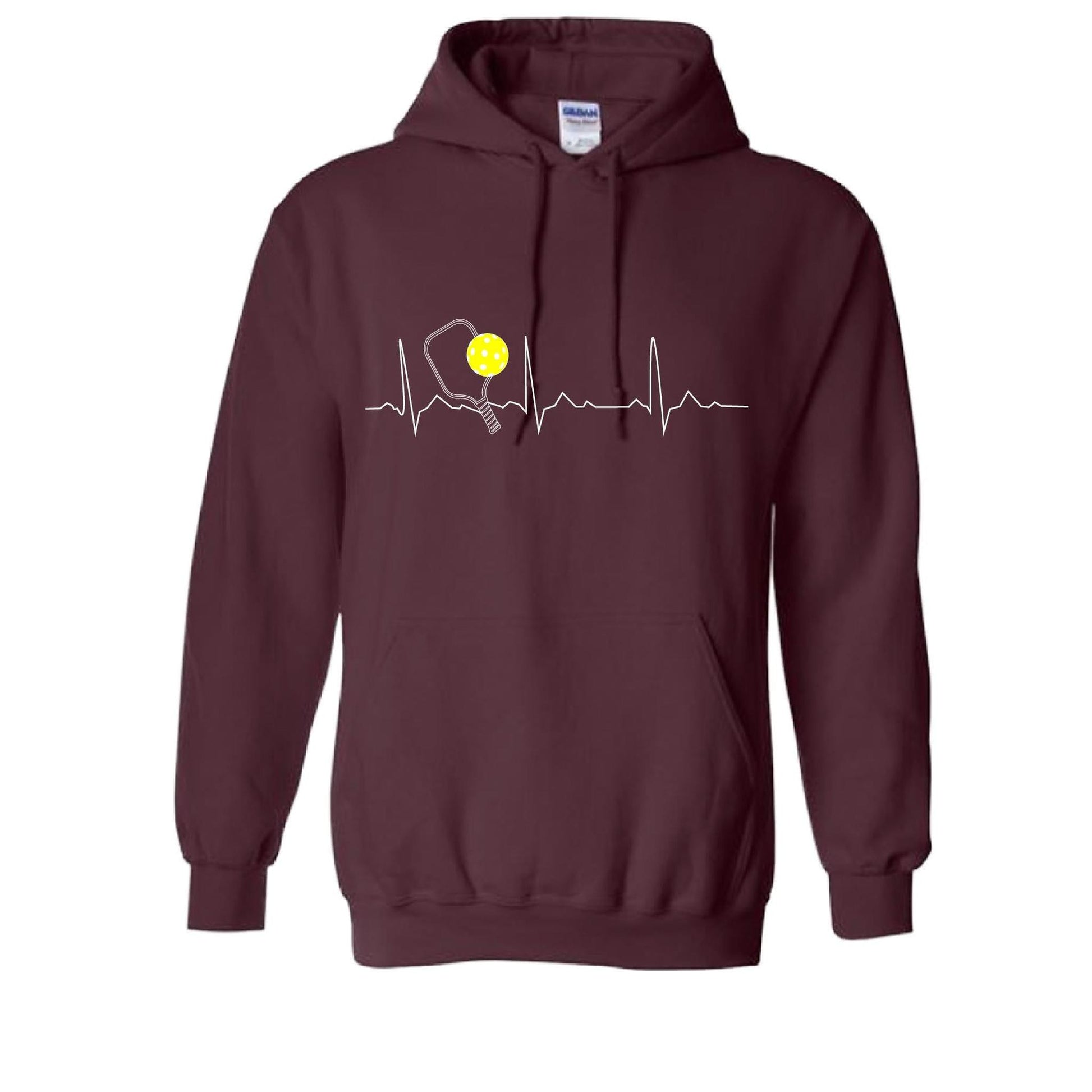 Pickleball Heartbeat EKG | Unisex Hoodie Pickleball Sweatshirt | 50% Cotton 50% Polyester