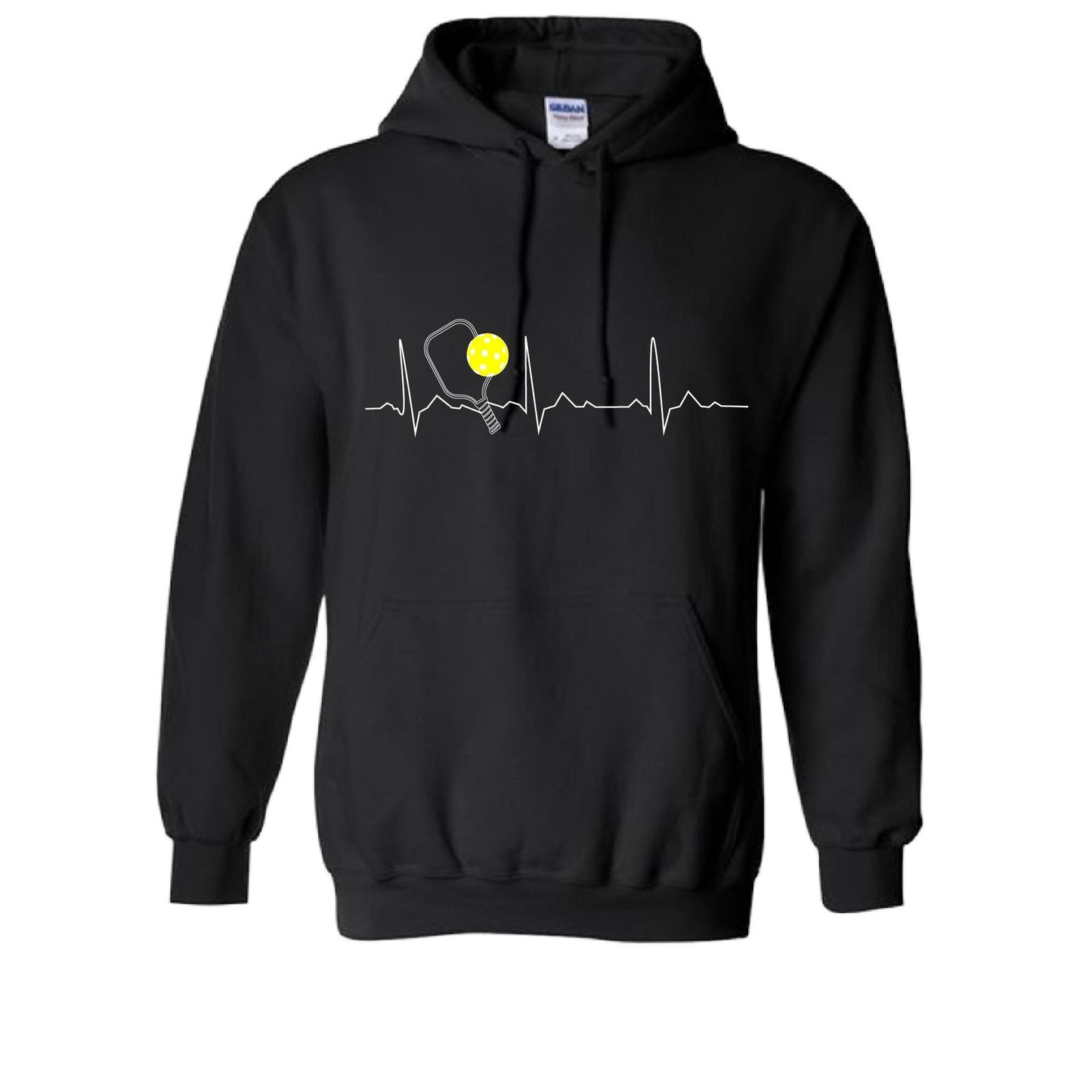 Pickleball Heartbeat EKG | Unisex Hoodie Pickleball Sweatshirt | 50% Cotton 50% Polyester