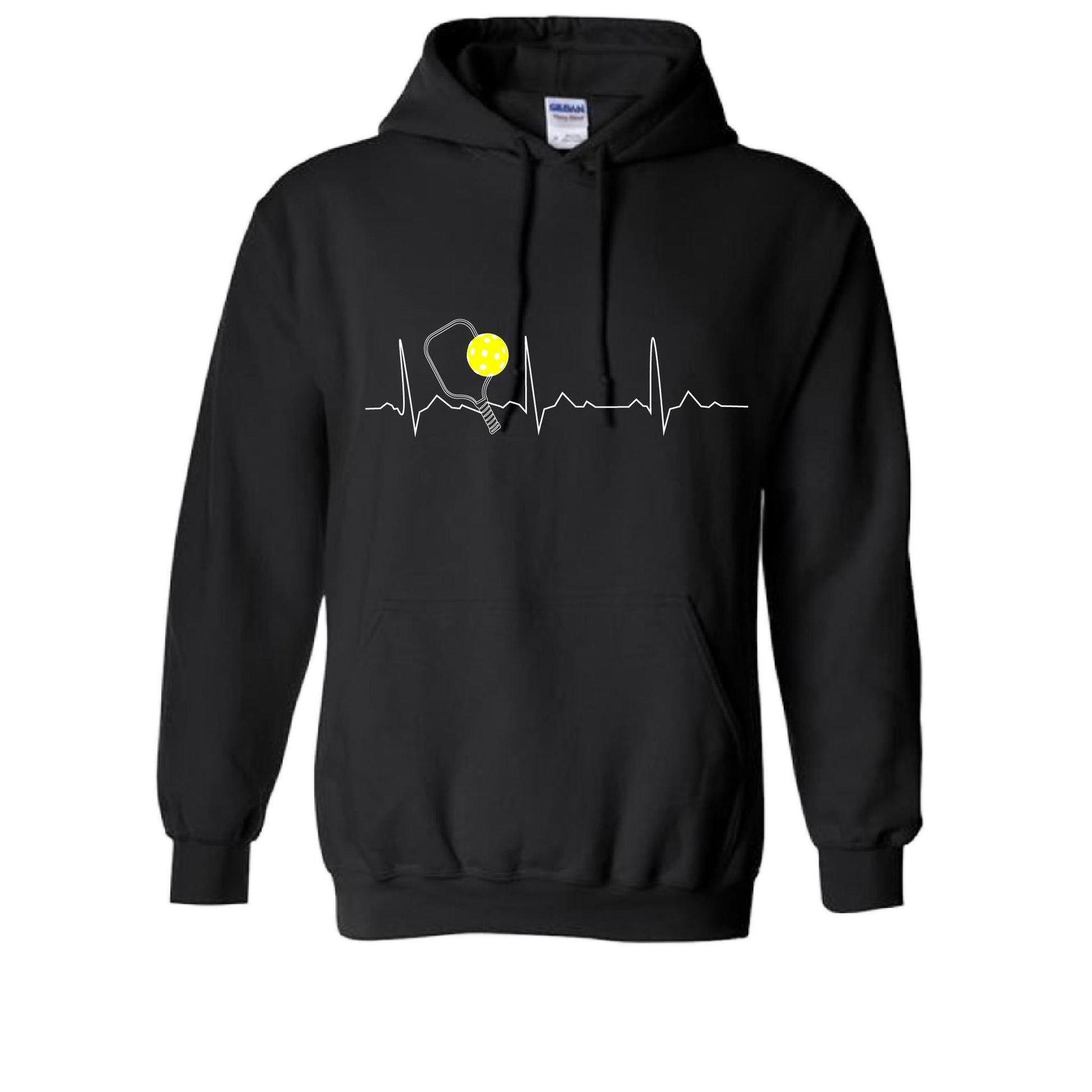 Pickleball Heartbeat EKG | Unisex Hoodie Pickleball Sweatshirt | 50% Cotton 50% Polyester